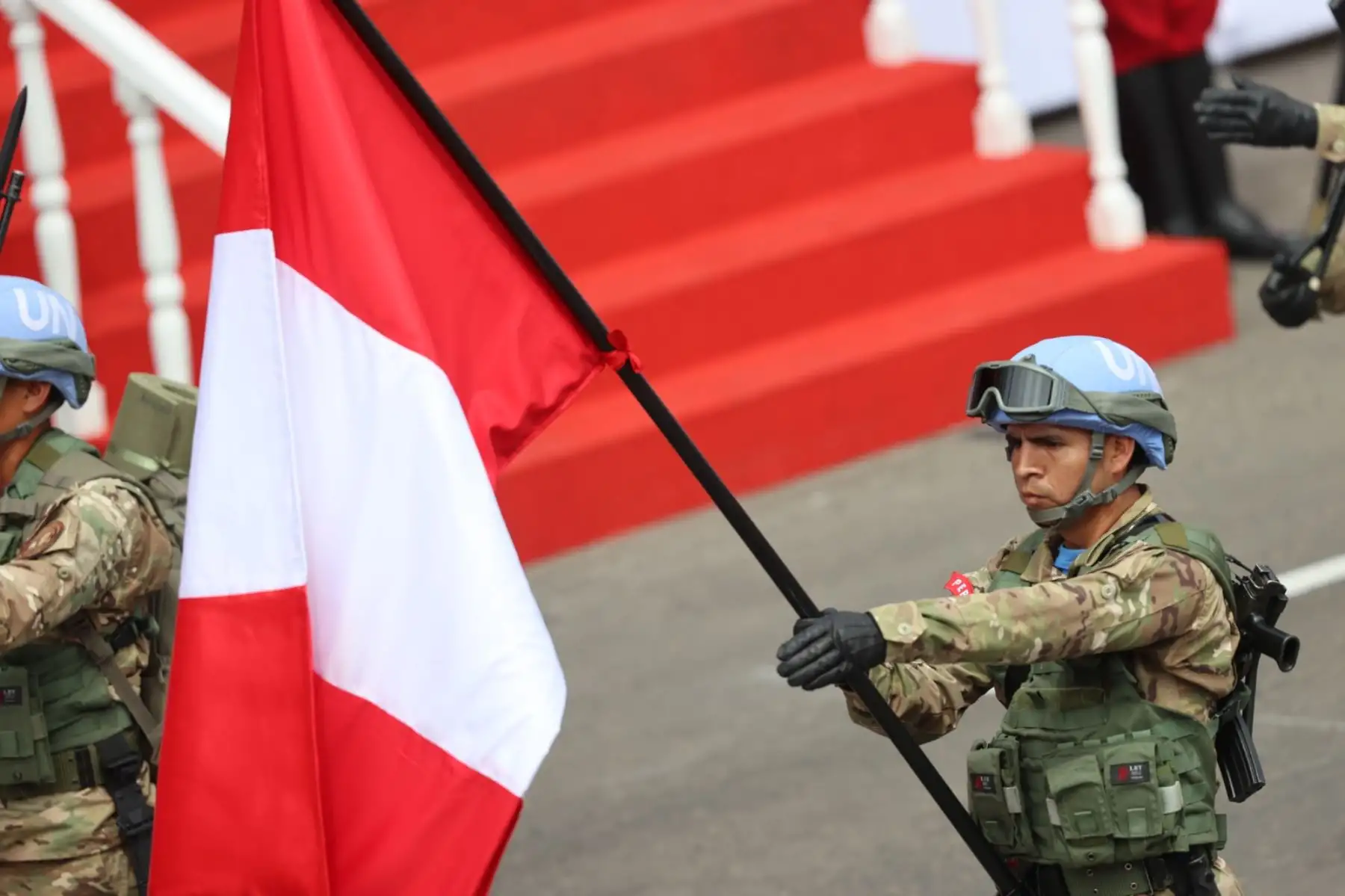 Compañia MINUSCA - Misión Naciones Unidas, en la Gran Parada y Desfile Cívico Militar 2023 que se realiza en la emblemática Avenida Brasil, como parte de los actos conmemorativos por el 202 aniversario de la Independencia Nacional del Perú. 
Foto: ANDINA/ Andrés Valle