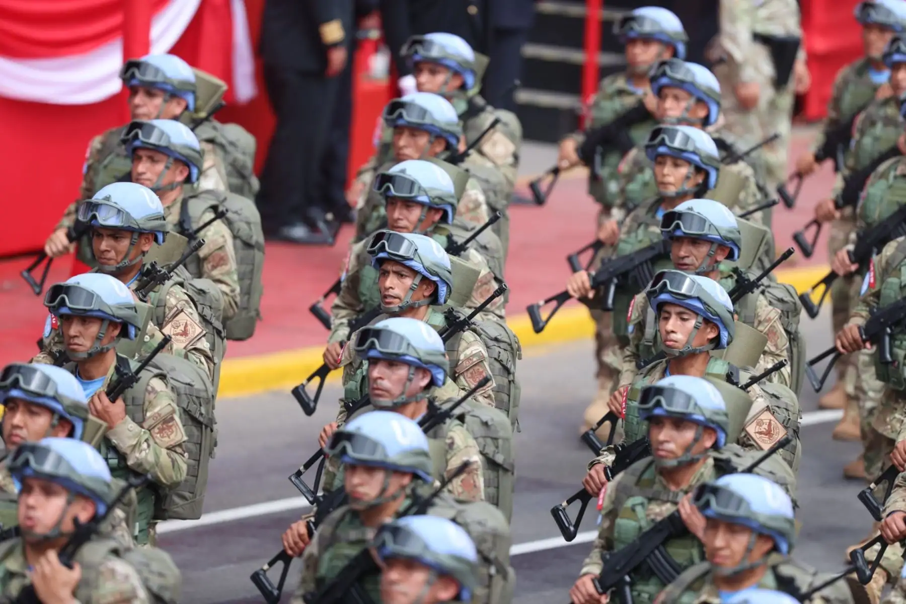 Compañia MINUSCA - Misión Naciones Unidas, en la Gran Parada y Desfile Cívico Militar 2023 que se realiza en la emblemática Avenida Brasil, como parte de los actos conmemorativos por el 202 aniversario de la Independencia Nacional del Perú. 
Foto: ANDINA/ Andrés Valle