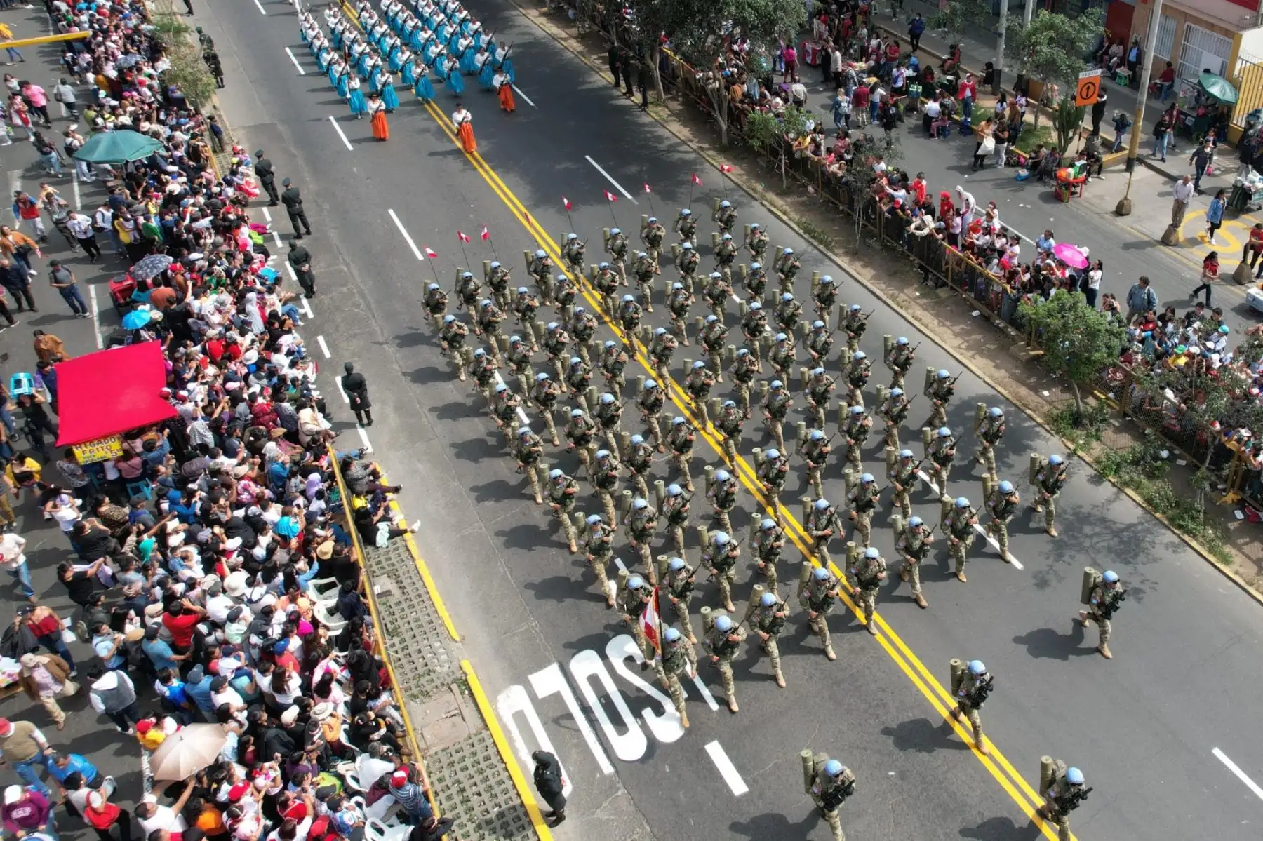 Gran Parada y Desfile Cívico Militar 2023 que se realiza en la emblemática Avenida Brasil, como parte de los actos conmemorativos por el 202 aniversario de la Independencia Nacional del Perú. 
Foto: ANDINA/Daniel Bracamonte