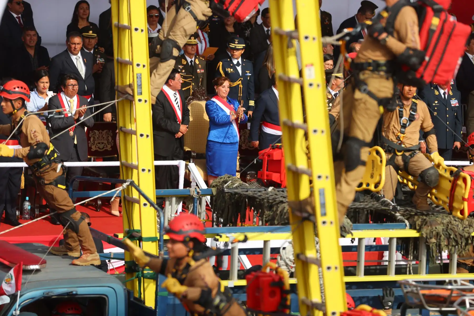 Unidades de la Marina de Guerra, FAP, EP y PNP en la Gran Parada y Desfile Cívico Militar 2023 que se realiza en la emblemática Avenida Brasil, como parte de los actos conmemorativos por el 202 aniversario de la Independencia Nacional del Perú. Foto: ANDINA/ Andrés Valle