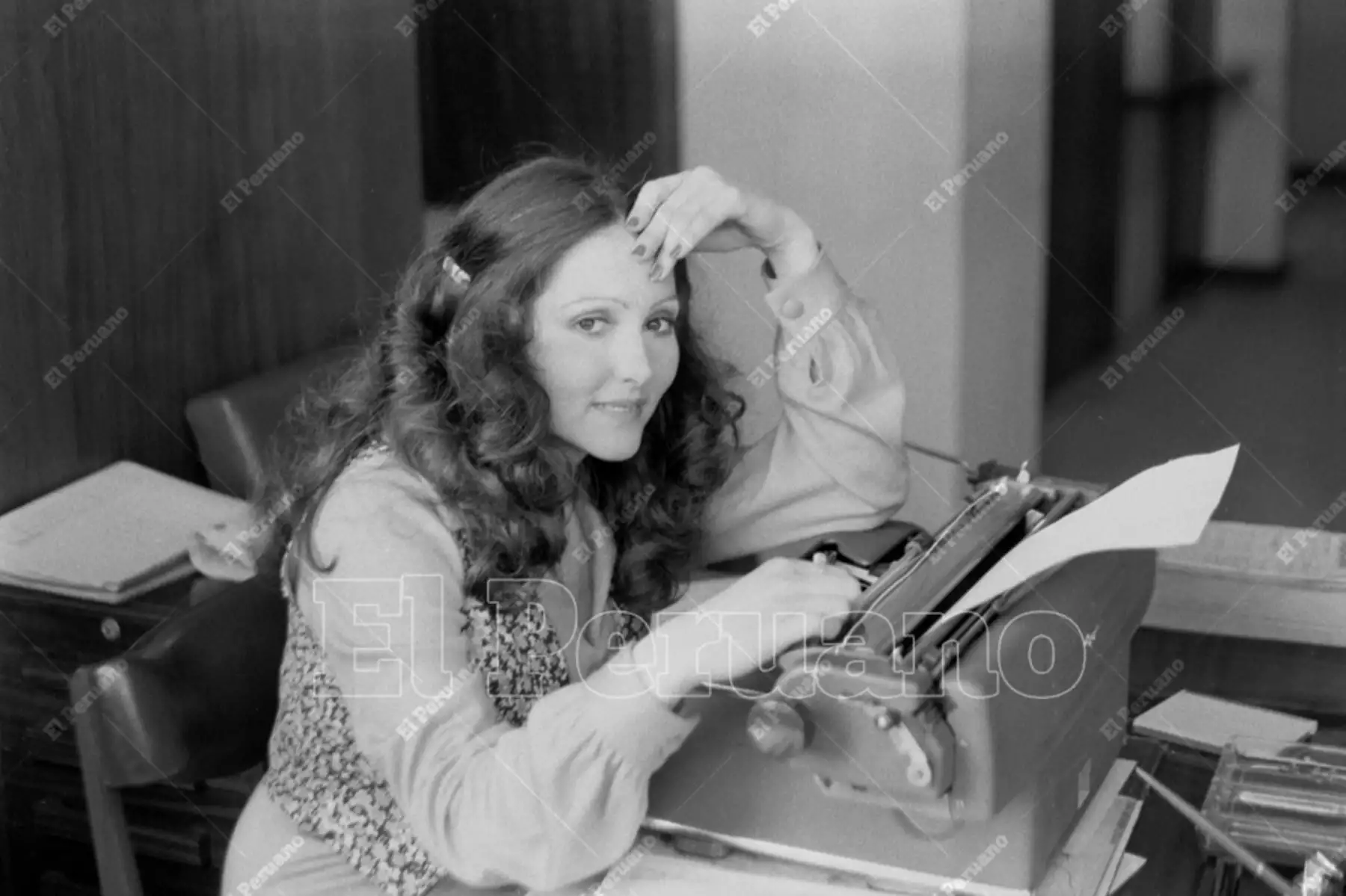 Lima - 27 setiembre 1978 / Roxana Canedo, elegida Señorita Noticia, en la Asociación Nacional de Periodistas del Perú. Foto: Archivo histórico de El Peruano / Norman Córdova