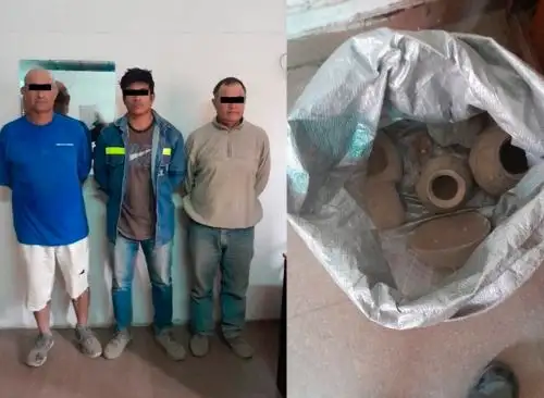 Tres personas fueron detenidas por la Policía cuando realizaban excavaciones ilegales en la huaca Pucche, ubicada en el distrito de Casa Grande, en La Libertad, y pretendían apropiarse de valiosas piezas arqueológicas.