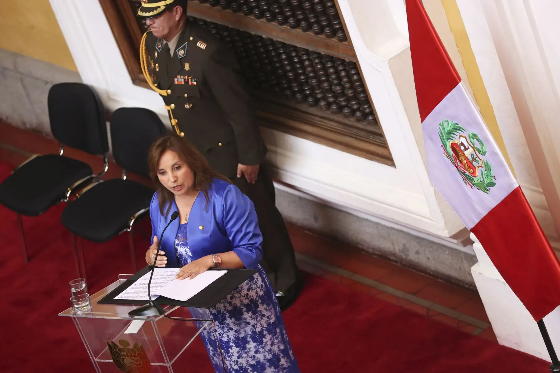 Presidenta de la república, Dina Ercilia Boluarte Zegarra, asiste a la ceremonia de conmemoración por el 202.° aniversario de creación del Ministerio de Relaciones Exteriores. Foto: ANDINA/Prensa Presidencia