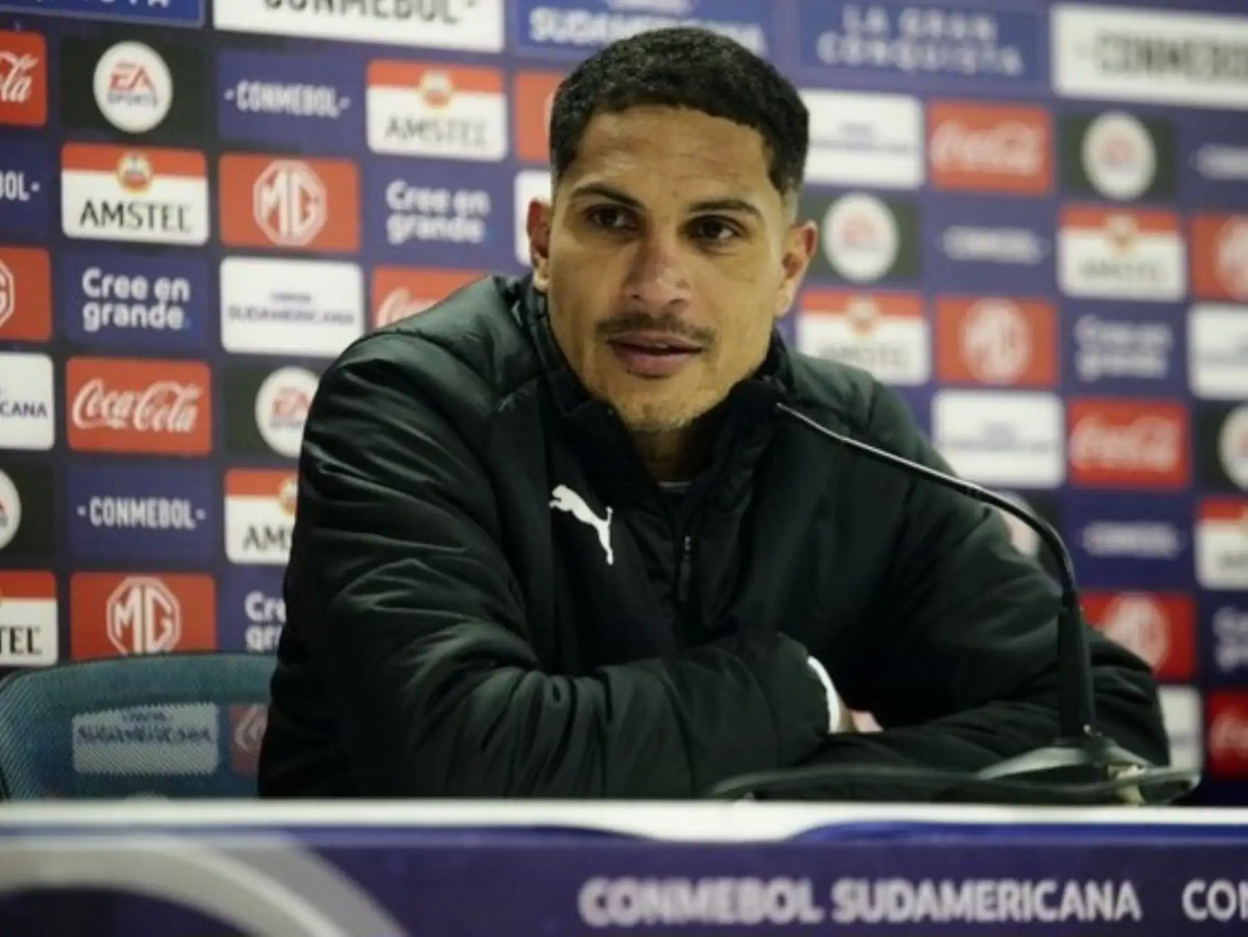 Paolo Guerrero de Liga de Quito anota un gol, en un partido de los octavos de final de la Copa Sudamericana entre Ñublense y Liga de Quito en el estadio de Concepción en Concepción (Chile). Foto: @LDU_Oficial