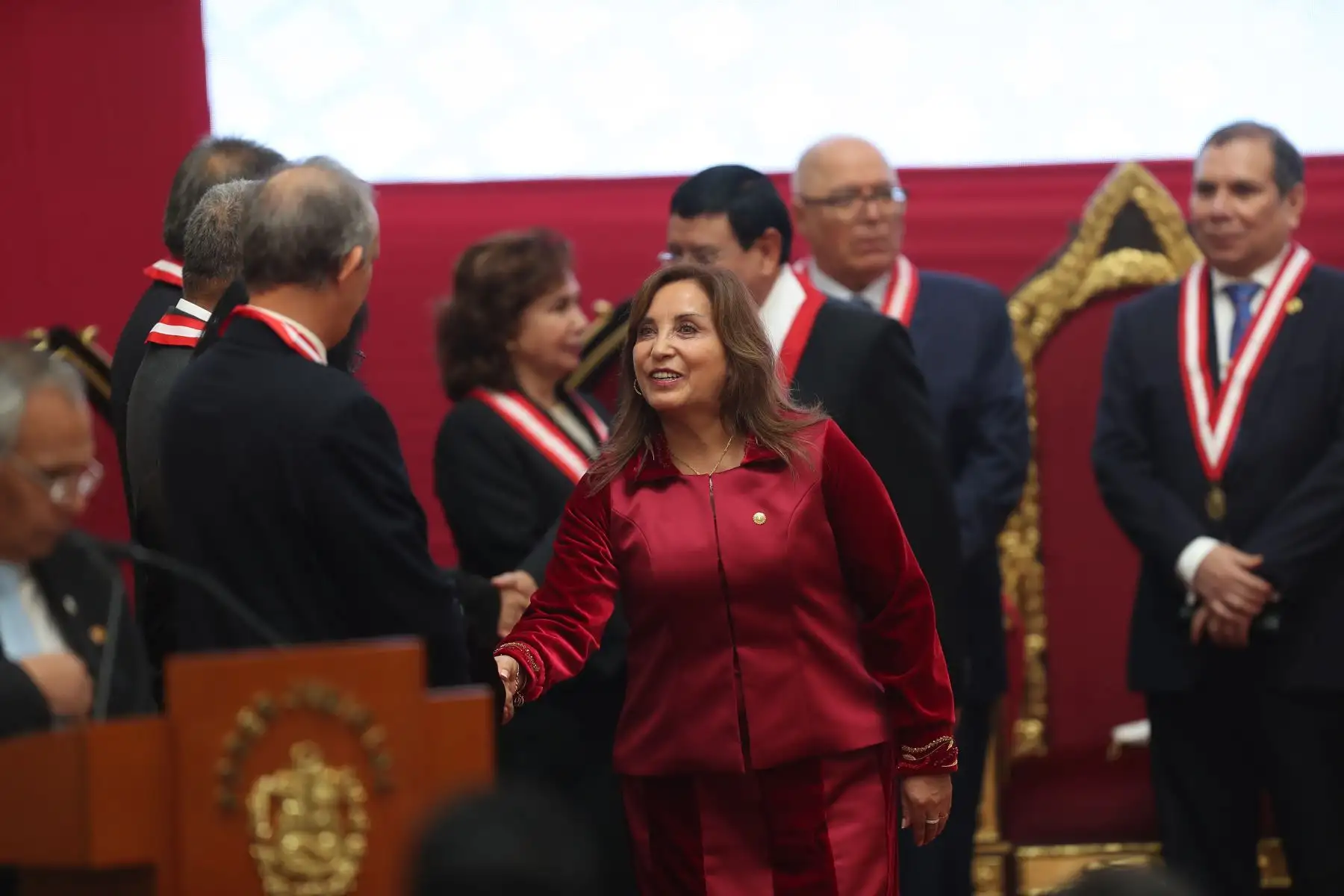 Ceremonia principal por la celebración del día del "Día del Juez y la Jueza",  en el Palacio de Justicia, con la presencia de principales autoridades como la presidenta de la República, Dina Boluarte Zegarra, el titular del Congreso de la República, Alejandro Soto Reyes, el Defensor del Pueblo, Josué Gutiérrez Cóndor, ministros de Estado. Foto: ANDINA/Ricardo Cuba