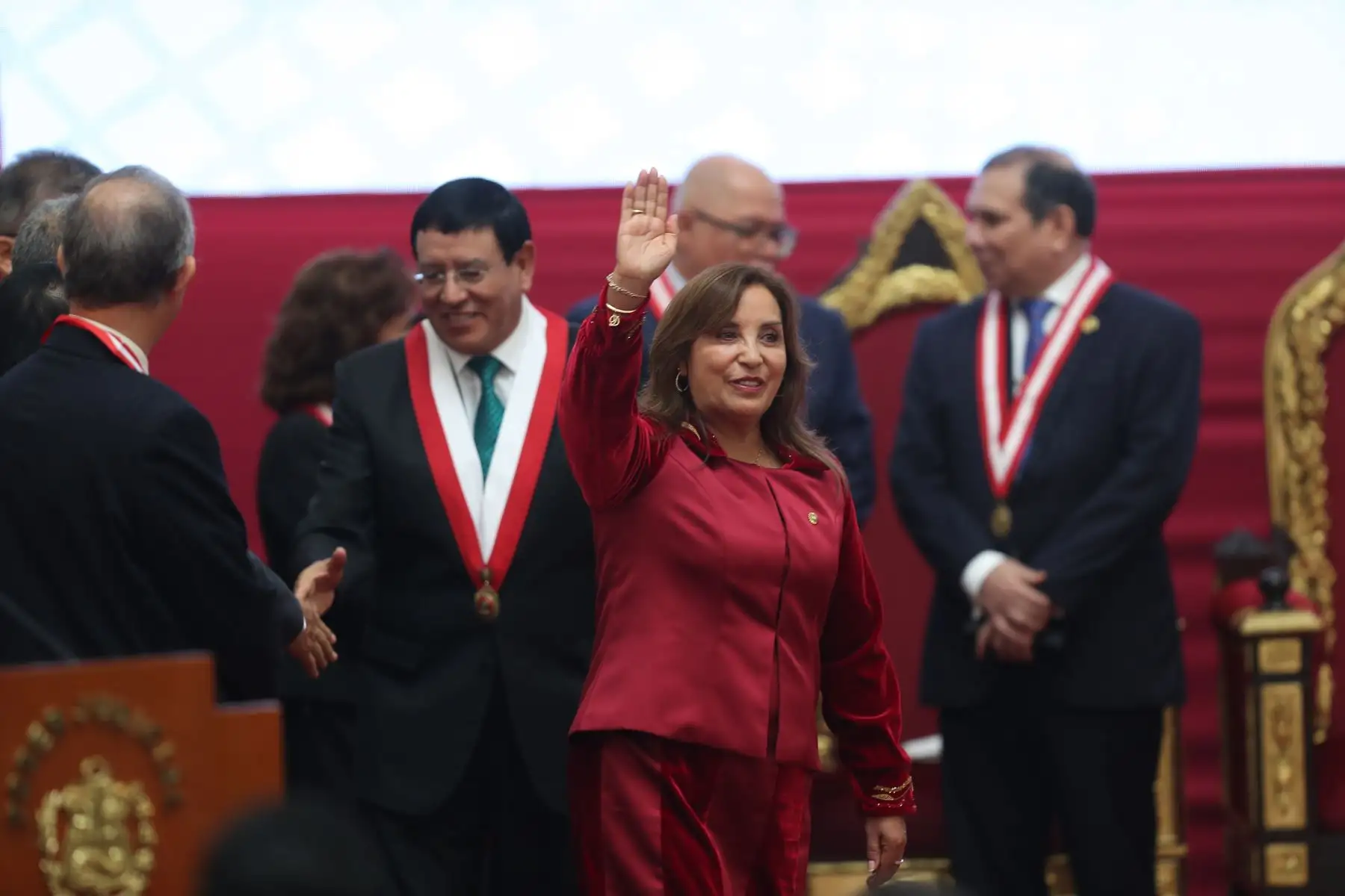 Ceremonia principal por la celebración del día del "Día del Juez y la Jueza",  en el Palacio de Justicia, con la presencia de principales autoridades como la presidenta de la República, Dina Boluarte Zegarra, el titular del Congreso de la República, Alejandro Soto Reyes, el Defensor del Pueblo, Josué Gutiérrez Cóndor, ministros de Estado. Foto: ANDINA/Ricardo Cuba