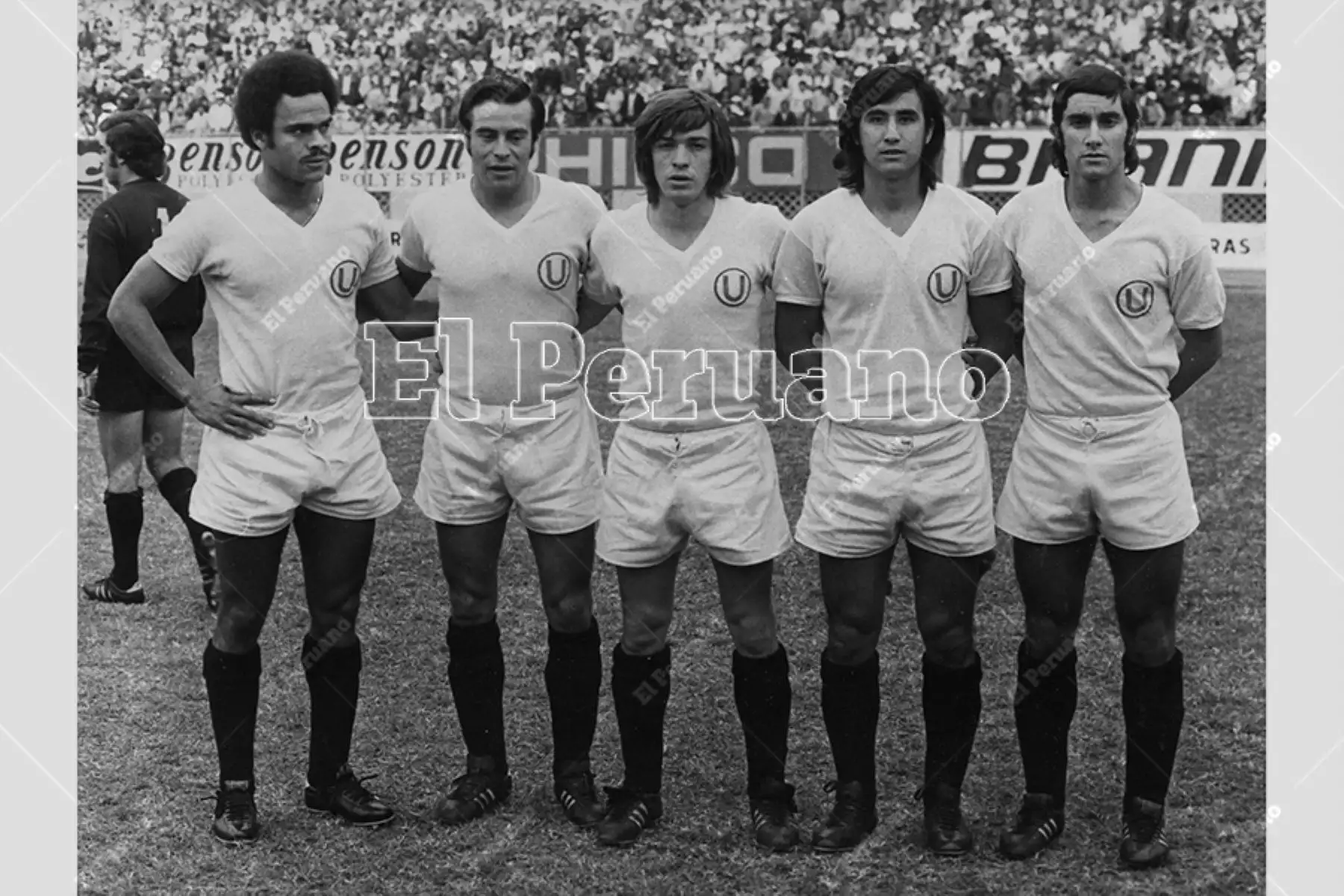 Lima - 16 octubre 1973 / Juan José Muñante, Oswaldo Ramírez, Percy Rojas y Juan Carlos Oblitas, figuras de Universitario de Deportes. Foto: Archivo Histórico de El Peruano