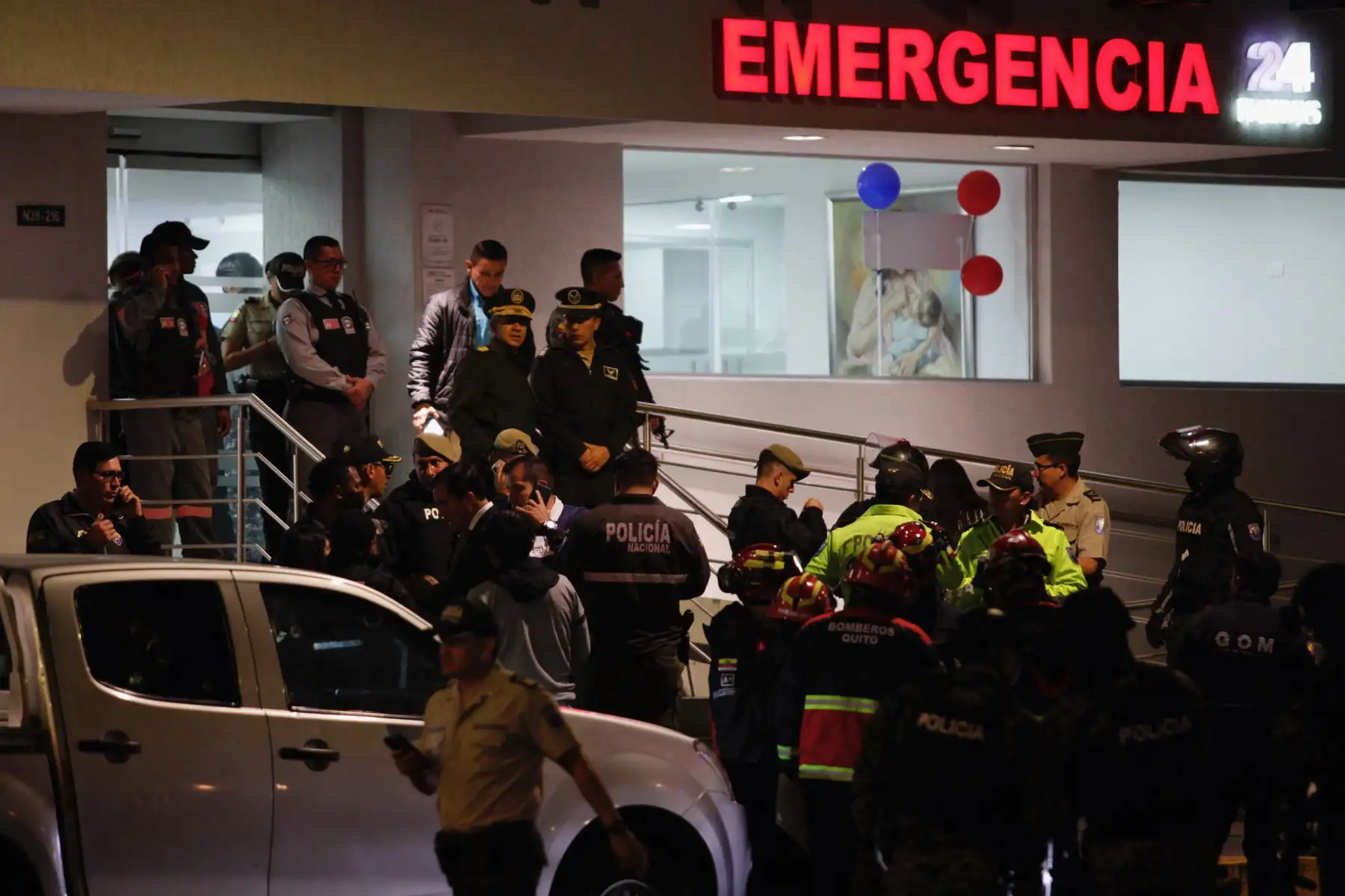 Vista general del hospital donde fue llevado el candidato presidencial Fernando Villavicencio luego de recibir un disparo en un mitin en Quito, el 9 de agosto de 2023.Vista general del hospital donde fue llevado el candidato presidencial Fernando Villavicencio luego de recibir un disparo en un mitin en Quito, el 9 de agosto de 2023.
Foto: AFP