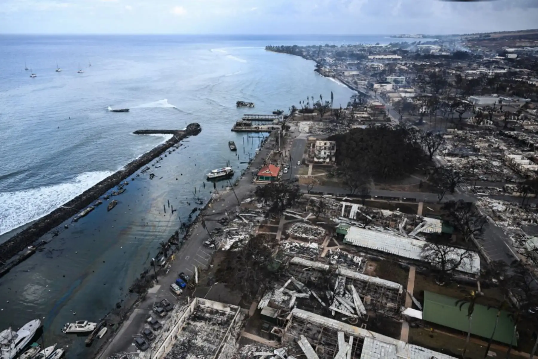 Habitantes de la zona saltaron al agua "para evitar el fuego", dijo más temprano el mayor general del Ejército estadounidense, Kenneth Hara, a Hawaii News Now. Foto: AFP