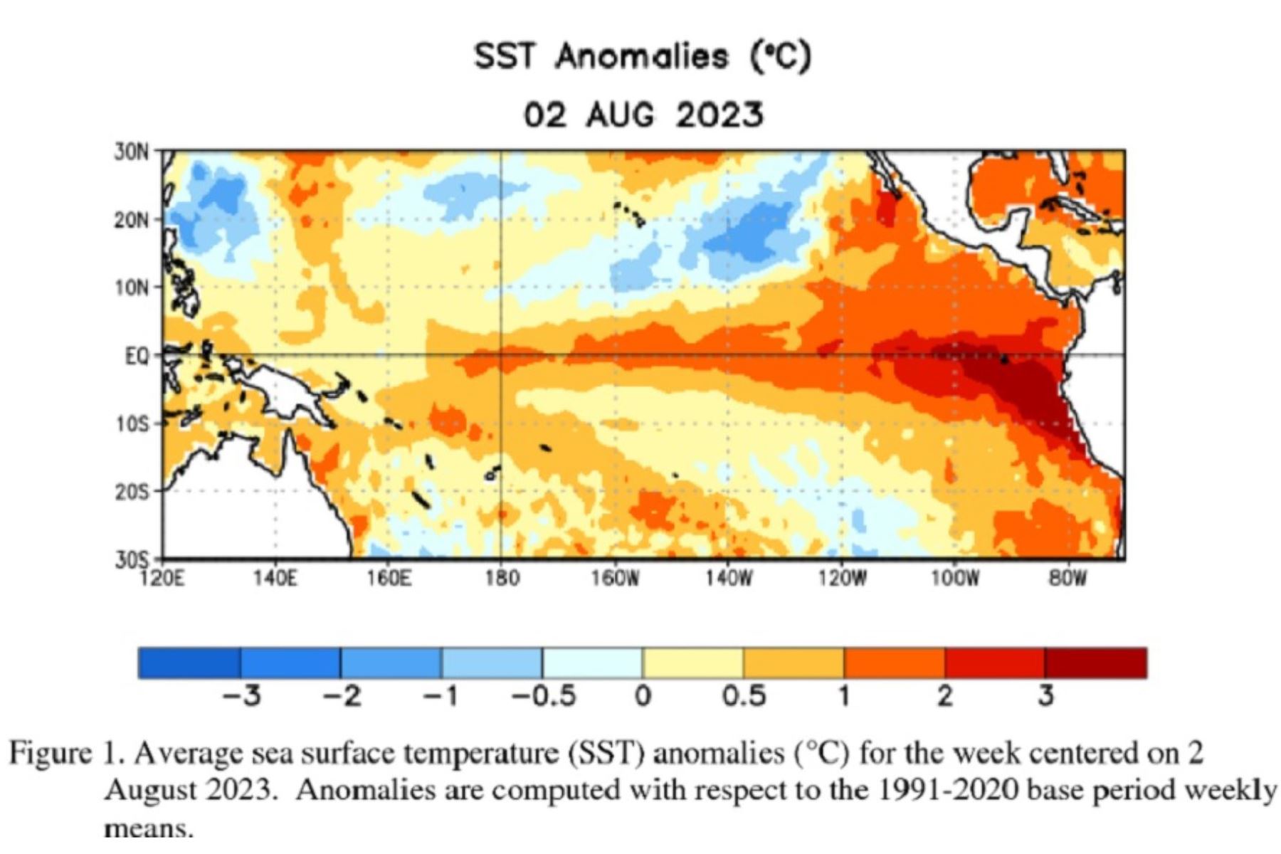 A 95 % aumentó la probabilidad de que el fenómeno El Niño global continúe hasta febrero de 2024, informó el Centro de Predicción Climática del Servicio Meteorológico Nacional de los Estados Unidos