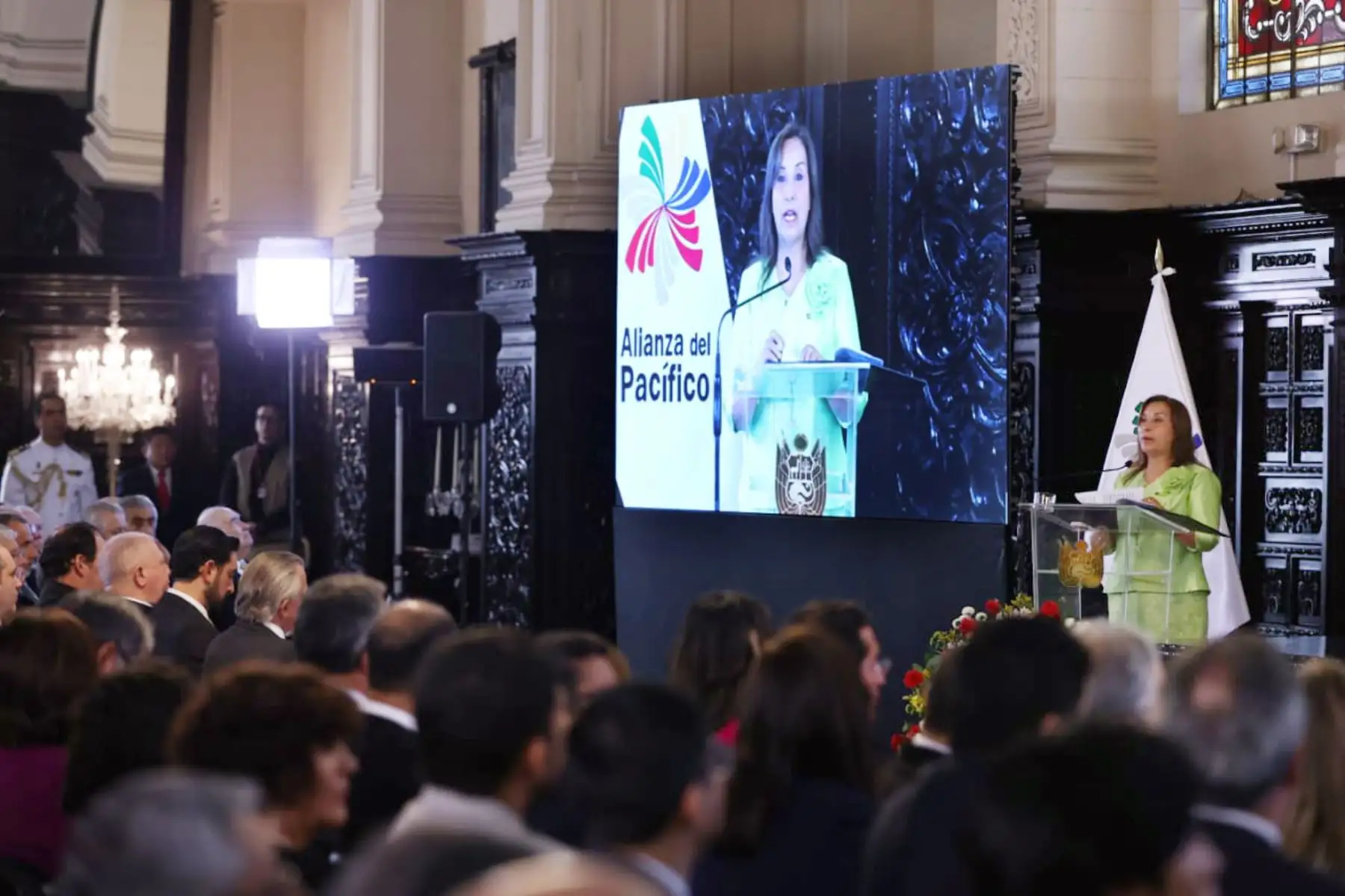 Dina Ercilia Boluarte Zegarra, presidenta de la república, participa en Ceremonia de presentación de la presidencia pro tempore del Perú de la Alianza del Pacífico. Foto: ANDINA/ Prensa Presidencia