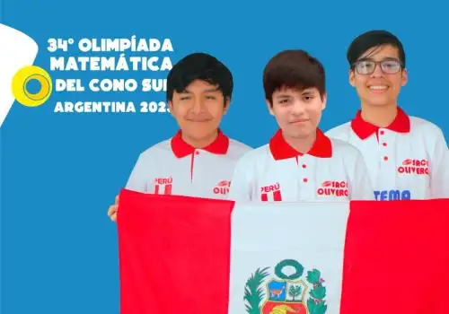 Josué Bautista Villanueva (medalla de oro), José Rojas Carlos, Sebastián Lozada (medallas de plata), todos ellos estudiantes del Colegio Saco Oliveros, obtuvieron las preseas de oro y plata. ANDINA/ Saco Oliveros.