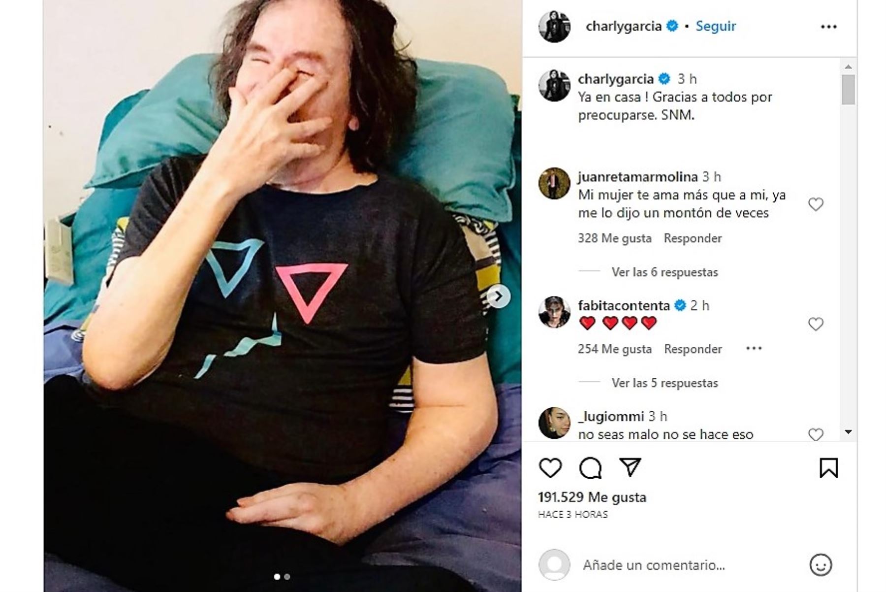 El propio Charly García dio la noticia sobre su alta médica en Instagram.