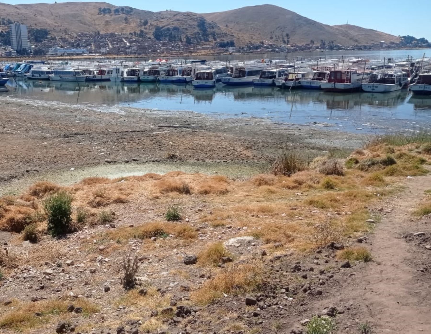 El lago Titicaca presenta un significativo descenso de su nivel a causa del déficit hídrico que soporta Puno por ausencia de lluvias.