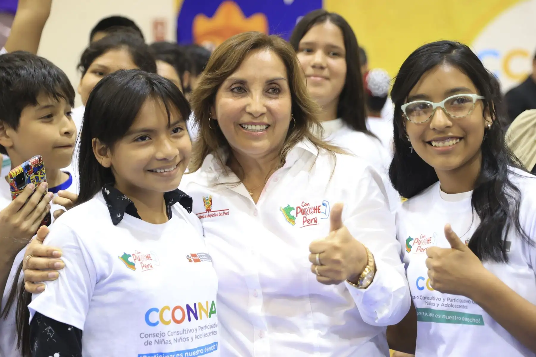 La presidenta Dina Boluarte participó de un encuentro con el Consejo Consultivo y Participativo de niñas, niños y adolescentes, en el marco del Día del Niño.
Foto: ANDINA/Presidencia Perú
