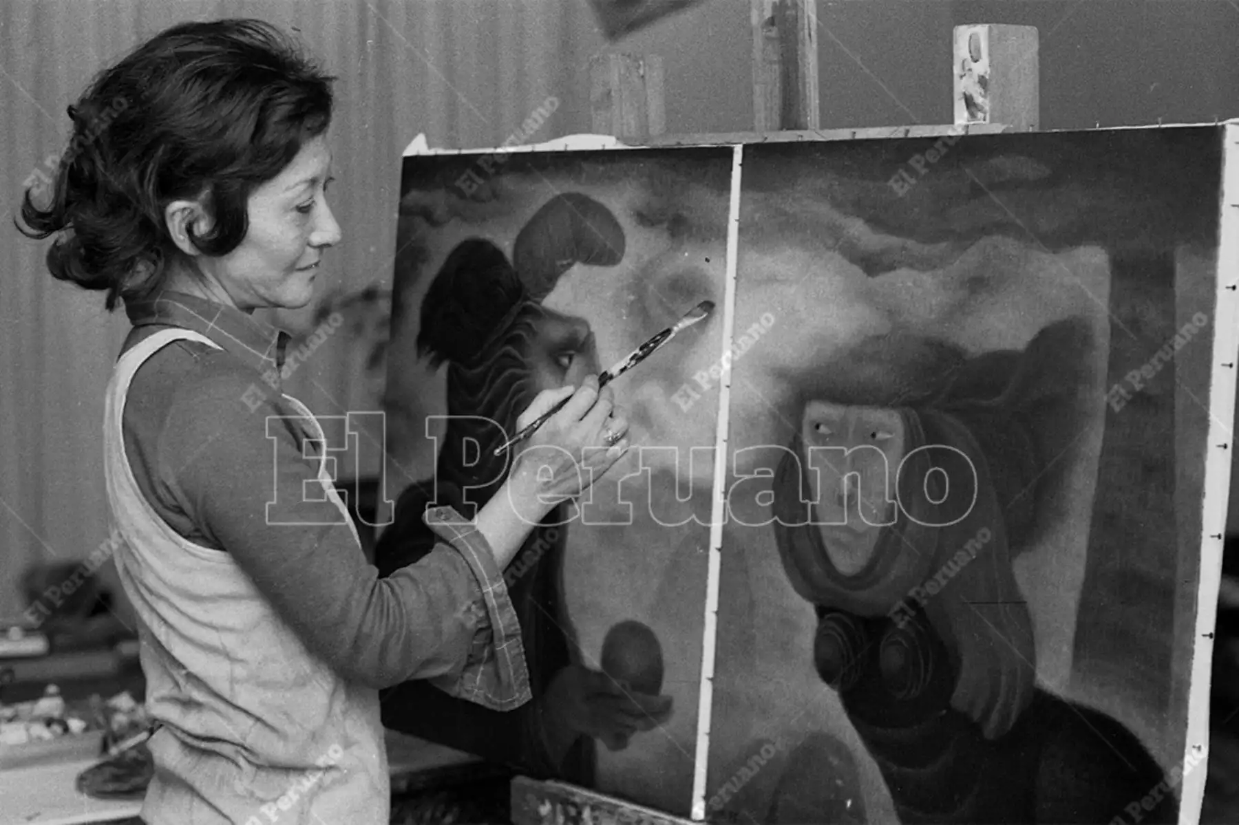 Lima - 24 de mayo de 1975 / Artista  Tilsa Tsuchiya, nacida en Supe en 1929, considerada una de las mayores exponentes de la pintura en el Perú. Foto: Archivo Histórico de El Peruano