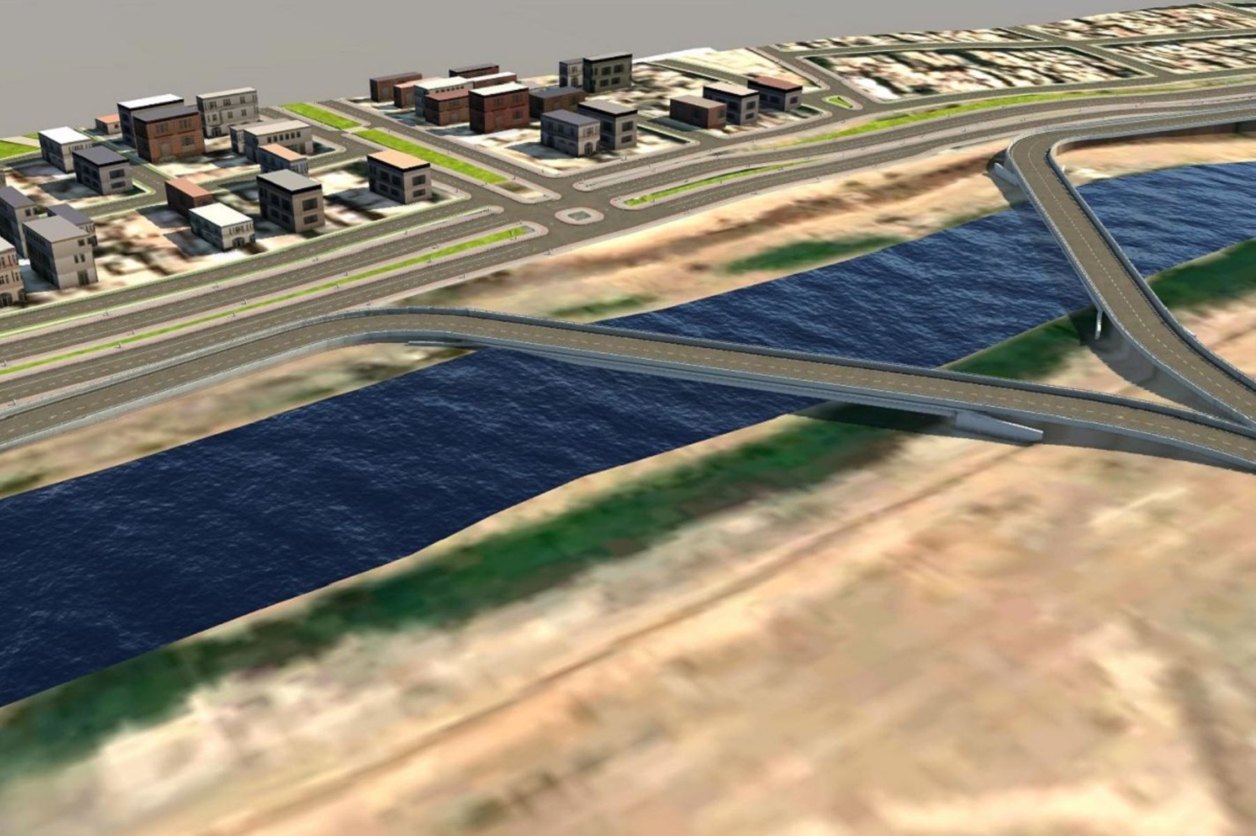 Mientras se construye el puente Santa Rosa, se instalarán dos puentes modulares sobre el río Rímac para conectar al nuevo Aeropuerto Internacional Jorge Chávez. Foto: cortesía.