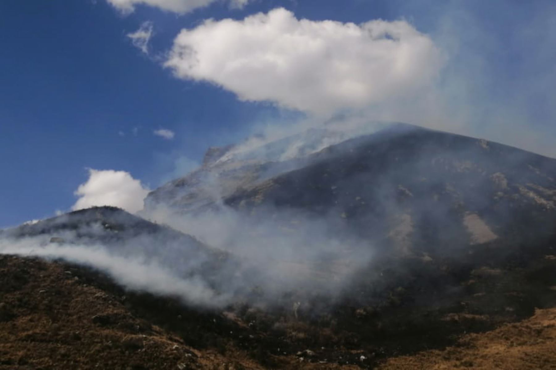 Incendio forestal registrado en el parque nacional Huascarán, región Áncash. Foto: ANDINA/Difusión