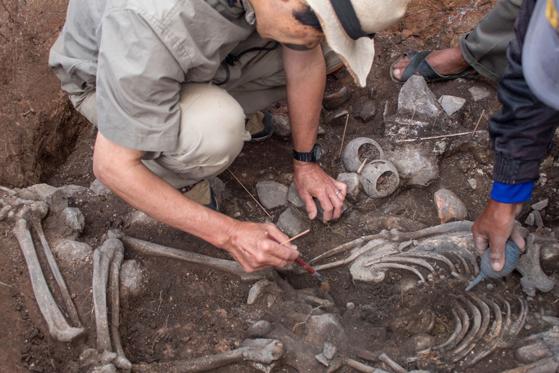 El Ministerio de Cultura informó hoy que, en el marco del Proyecto Arqueológico Pacopampa- temporada 2023, se realizó un importante hallazgo arqueológico, en la provincia de Chota, en Cajamarca.  Se trata de “La tumba del Sacerdote de 3,000 años antes del presente”. ANDINA/Difusión