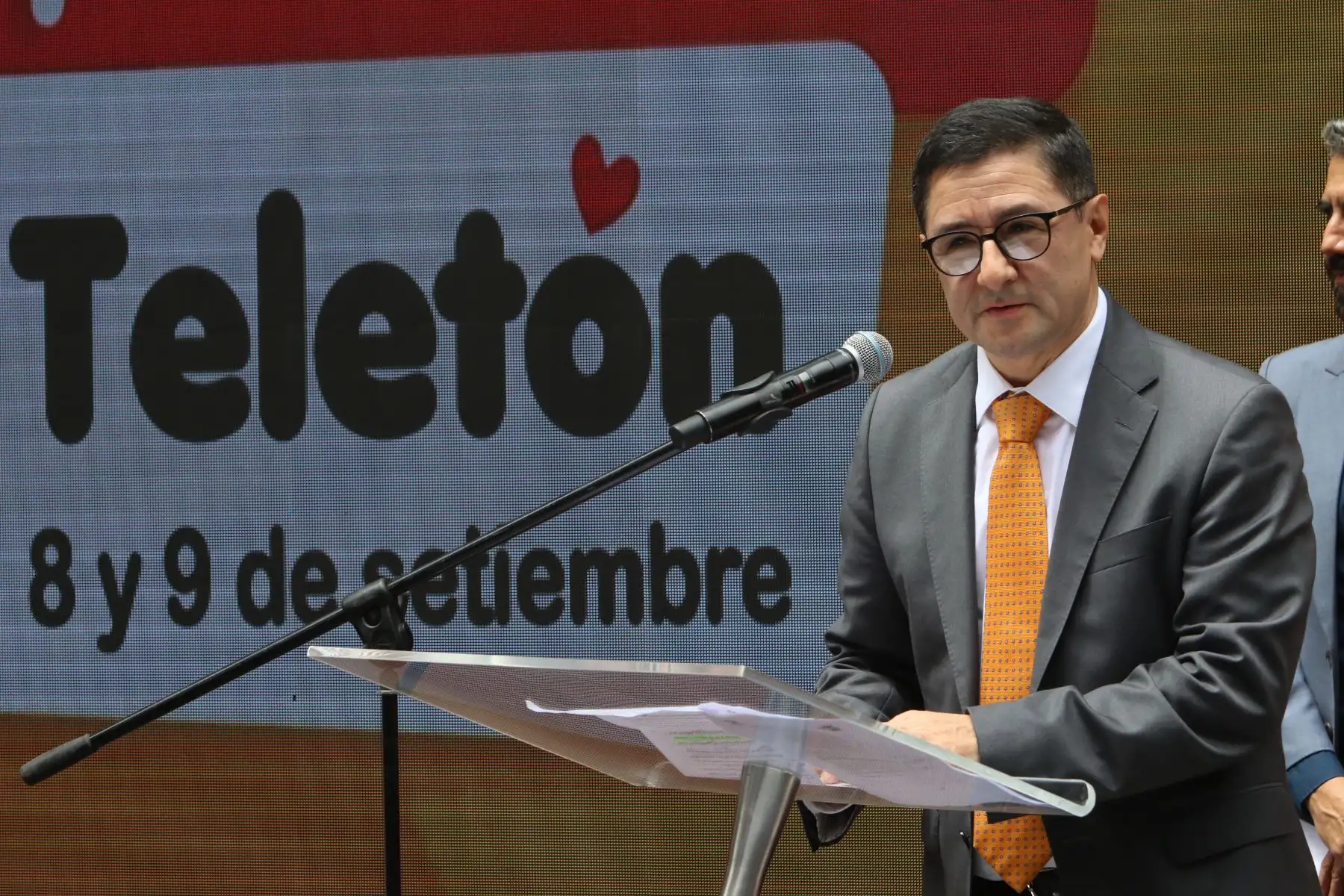 Fundación Teletón y la Bolsa de Valores de Lima participan del Campanazo Teletón 2023 que se llevará a cabo los días 8 y 9 de setiembre y beneficiará al Hogar Clínica San Juan de Dios. En la imagen, el Vicepresidente de la Bolsa de Valores, Fernando Romero.
FOTO: ANDINA/ Héctor Vinces.