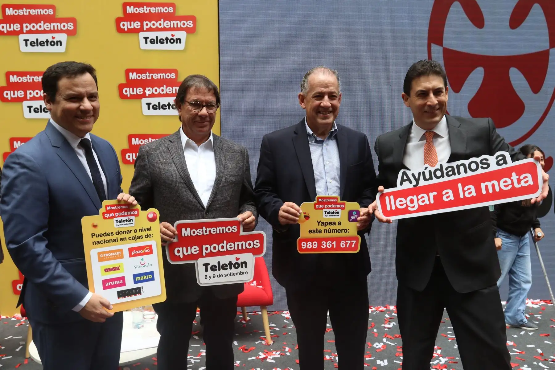Fundación Teletón y la Bolsa de Valores de Lima a participan del Campanazo Teletón 2023, con la participación de la ministra de la Mujer,  Nancy Tolentino, ,el padre Isidro Vásquez, el Vicepresidente de la Bolsa de Valores,  Fernando Romero, el presidente de la Teletón,  Martin Fariñas y el presidente de la Confiep,  Alfonso Bustamante.
FOTO:ANDINA/Héctor Vinces.