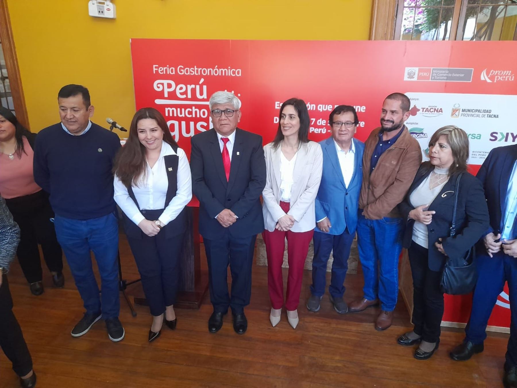 Diversas autoridades participaron en el lanzamiento de la Feria Gastronómica Perú Mucho Gusto se celebrará del 15 al 17 de setiembre en la ciudad de Tacna. ANDINA/Difusión