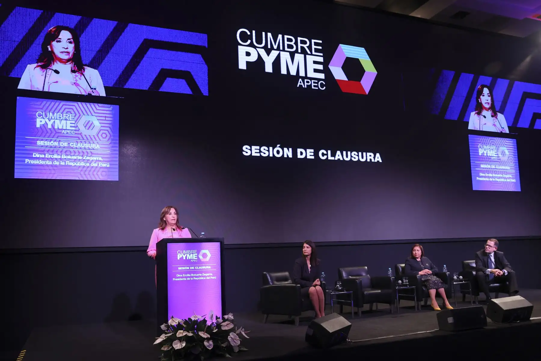 Presidenta Dina Boluarte participa en la clausura de la XVI Cumbre PYME APEC 2023. Foto:ANDINA/ Prensa presidencia