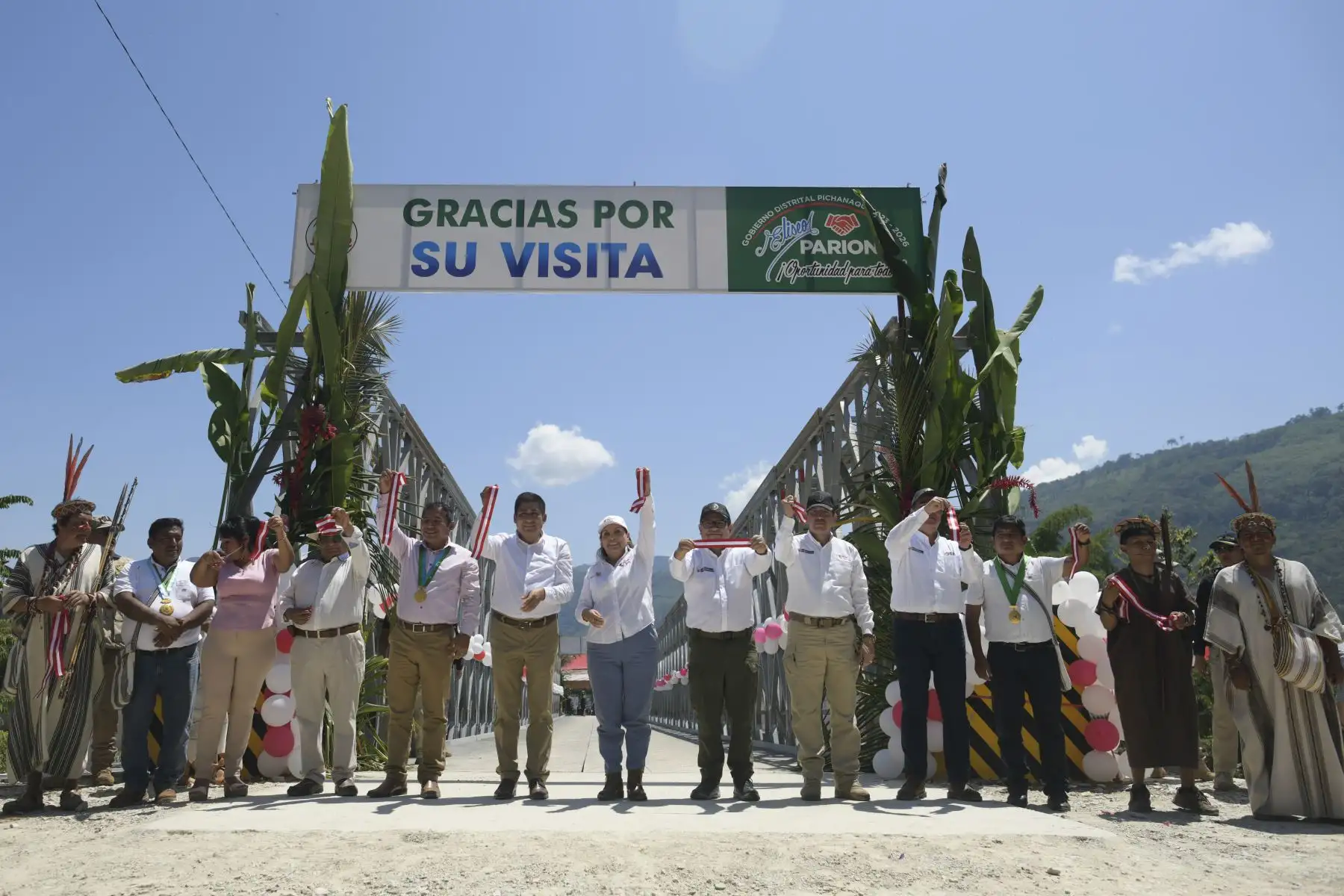 Presidenta Dina Boluarte inaugura el puente modular Bailey en la provincia de Chanchamayo. 
Foto: ANDINA/Prensa Presidencia