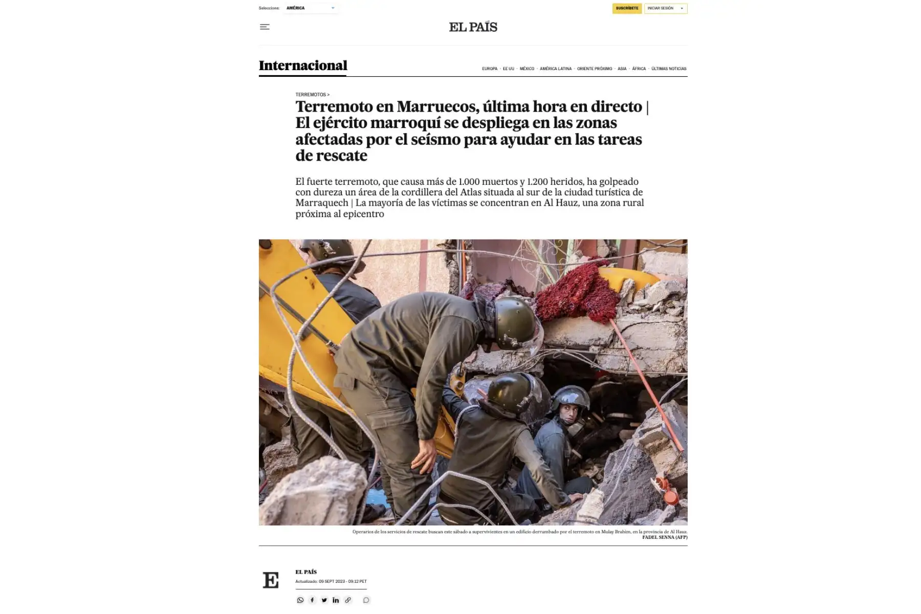 Principales medios de comunicación informan sobre el terremoto que se dio en Marruecos. Foto: Captura TV
