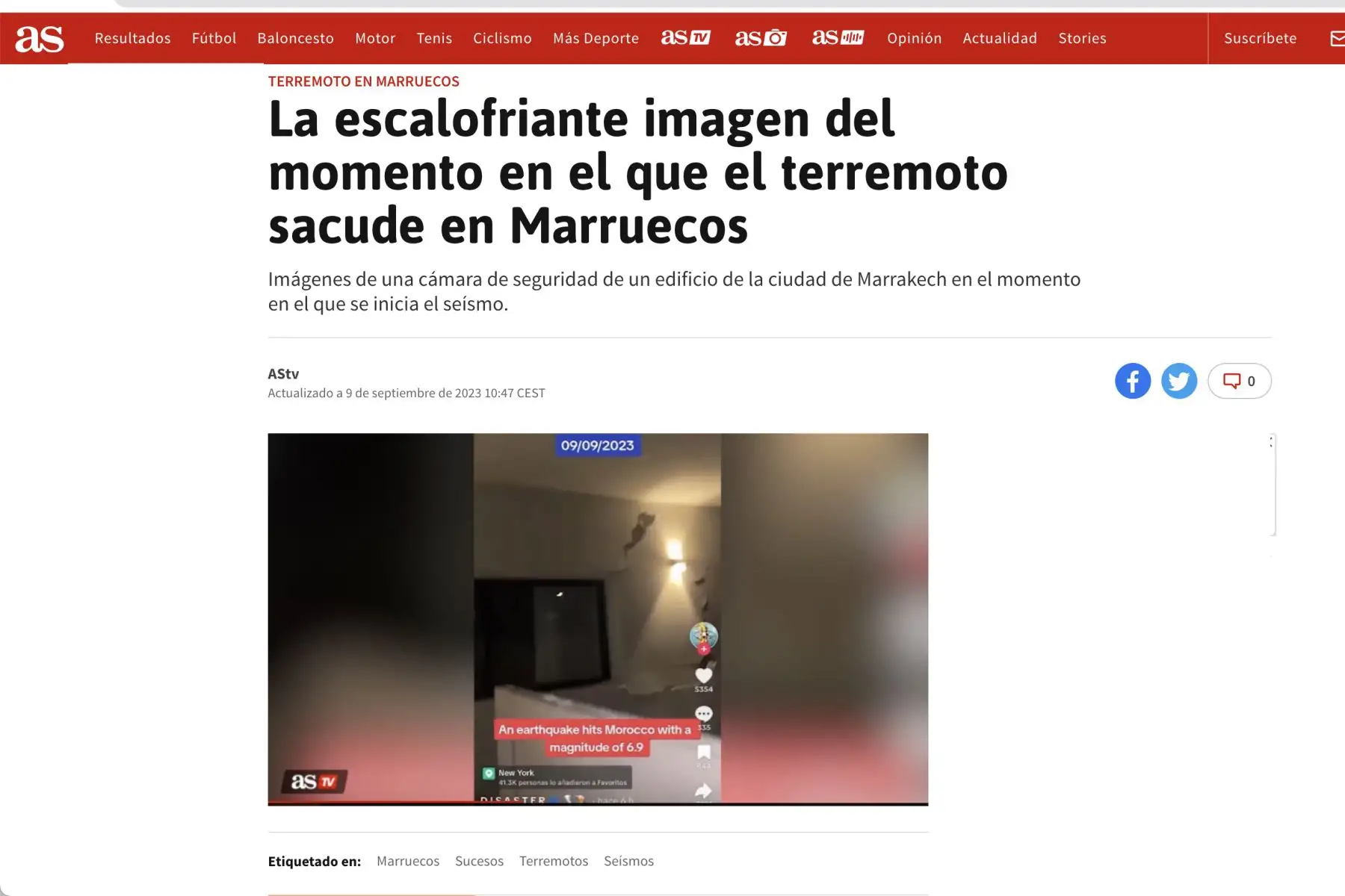 Principales medios de comunicación informan sobre el terremoto que se dio en Marruecos. Foto: Captura TV
