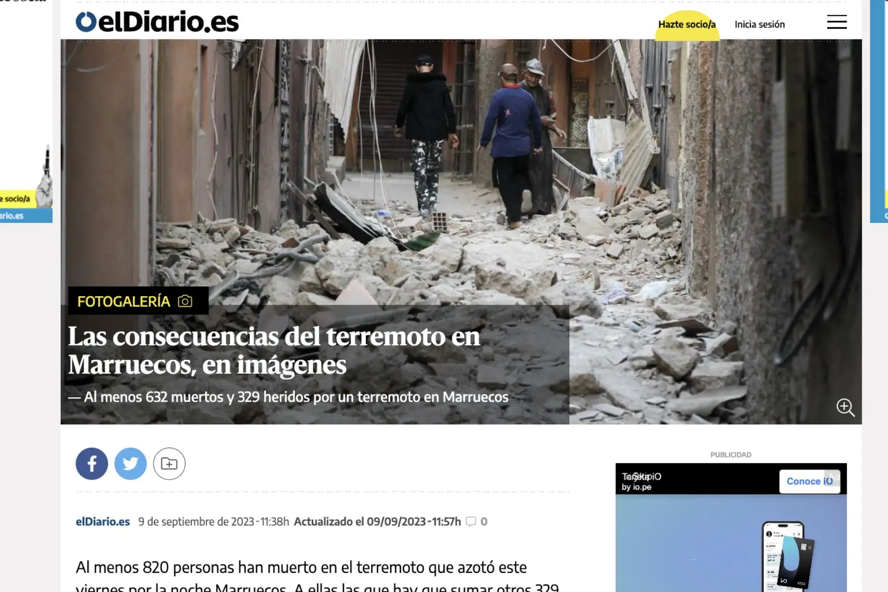 Principales medios de comunicación informan sobre el terremoto que se dio en Marruecos. Foto: Captura TV