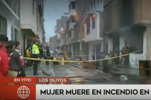 Una mujer adulta mayor murió tras incendiarse su vivienda, en el distrito de Los Olivos. Foto: captura TV.