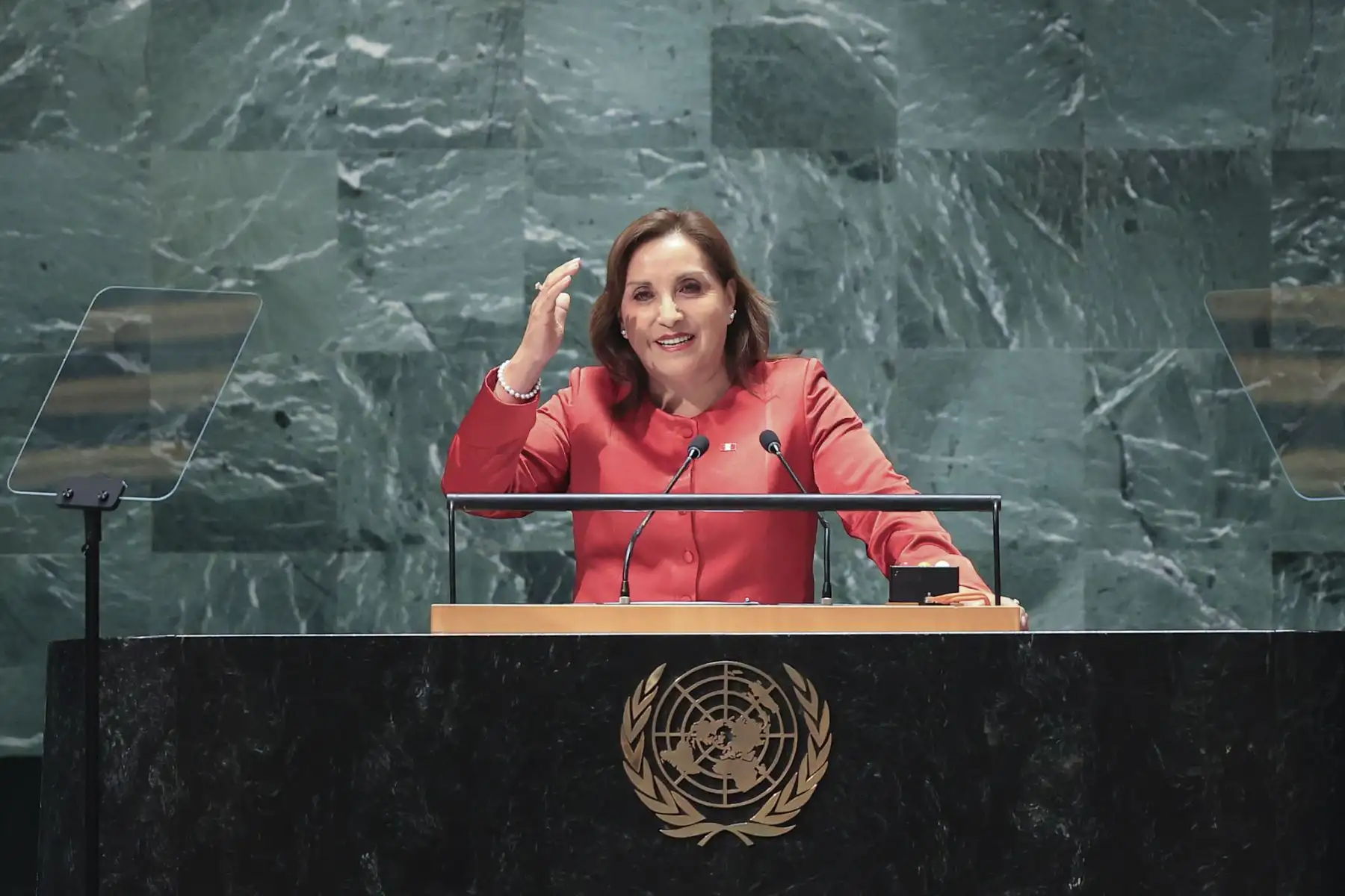 Presidenta Dina Ercilia Boluarte Zegarra interviene en el Debate General de Alto Nivel, 78.° periodo de sesiones de la Asamblea General de las Naciones Unidas.
Foto:ANDINA/Presidencia Perú