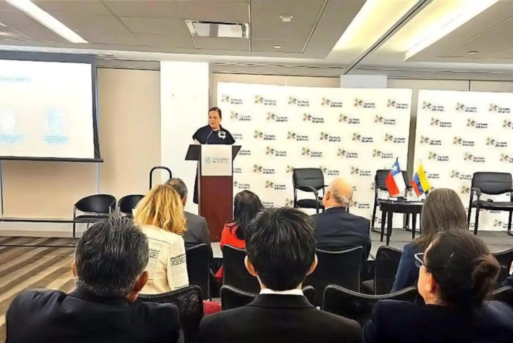 Presidenta pro tempore del Consejo Empresarial de la Alianza del Pacífico (CEAP) 2023-2024, Rosa Bueno de Lercari, invitó a los capitales en Estados Unidos a invertir en los países del bloque latinoamericano. Foto: Cortesía.