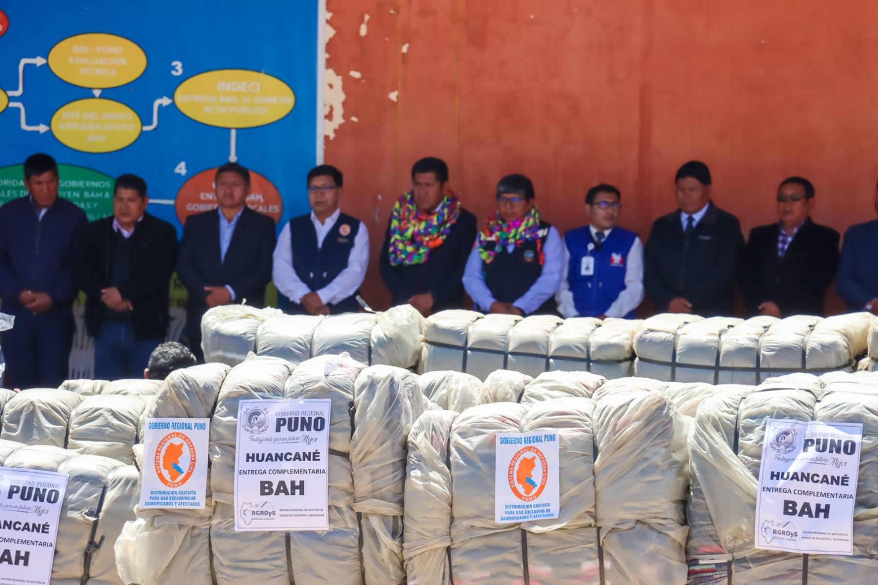 El Gobierno Regional de Puno distribuyó ayuda humanitaria a pobladores de once distritos de esa región que se encuentran en riesgo ante las bajas temperaturas. ANDINA/Difusión