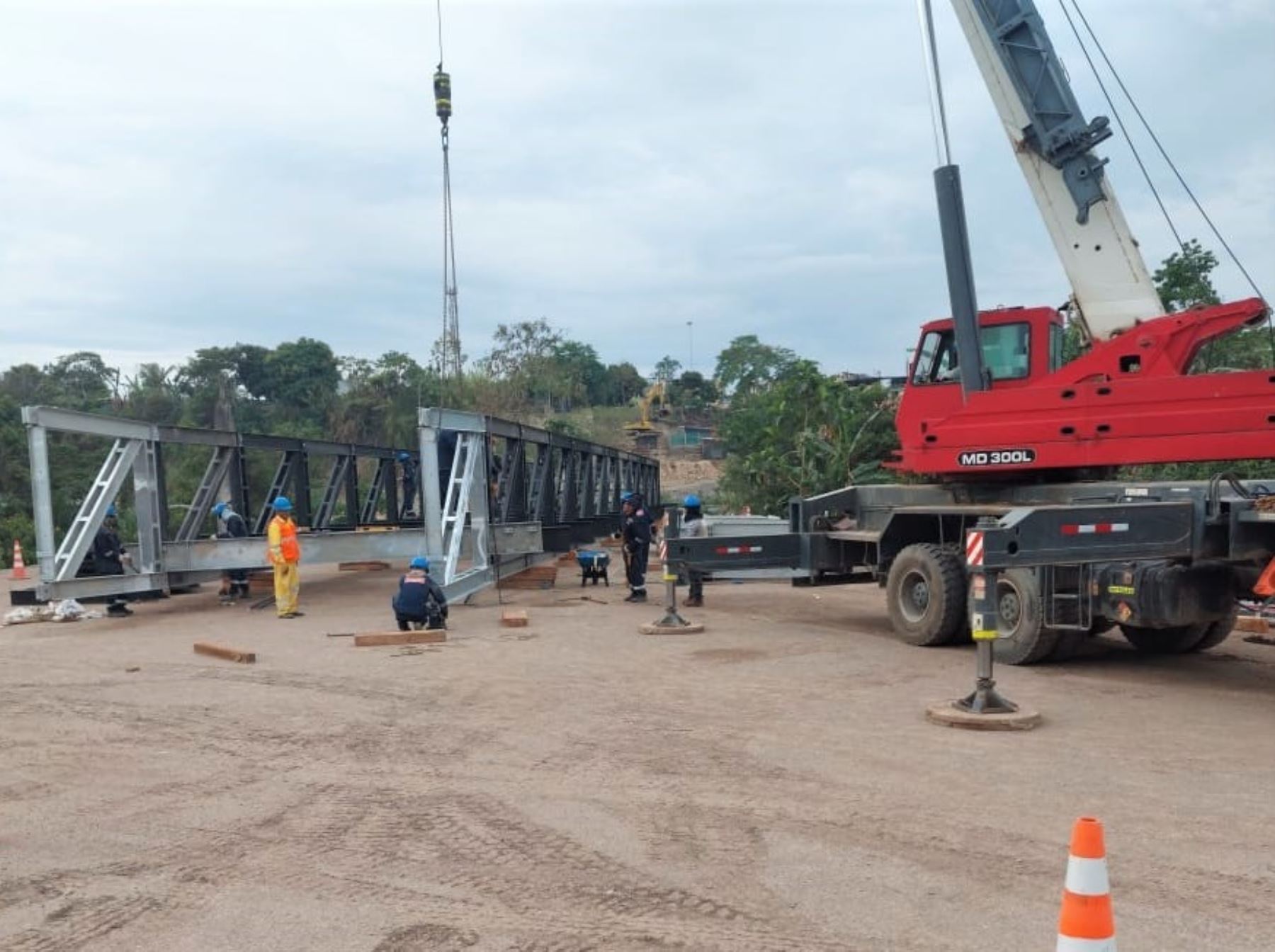 El MTC resaltó el avance de la construcción de los desvíos para los puentes Naranjillo y Aguas Claras, en la región San Martín. ANDINA/Difusión