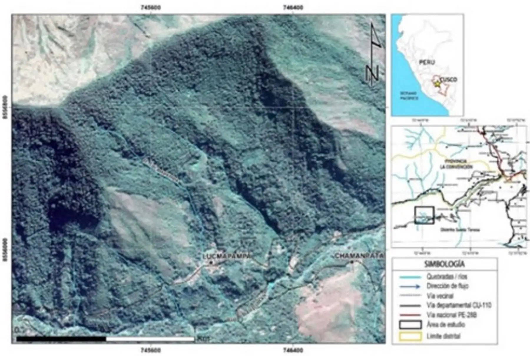Tras la evaluación de peligros geológicos por movimientos en masa en el centro poblado Lucmapampa, ubicado en el distrito de Santa Teresa, provincia La Convención, departamento de Cusco, el Instituto Geológico Minero y Metalúrgico (Ingemmet) determinó que el área evaluada presenta un peligro medio-alto.