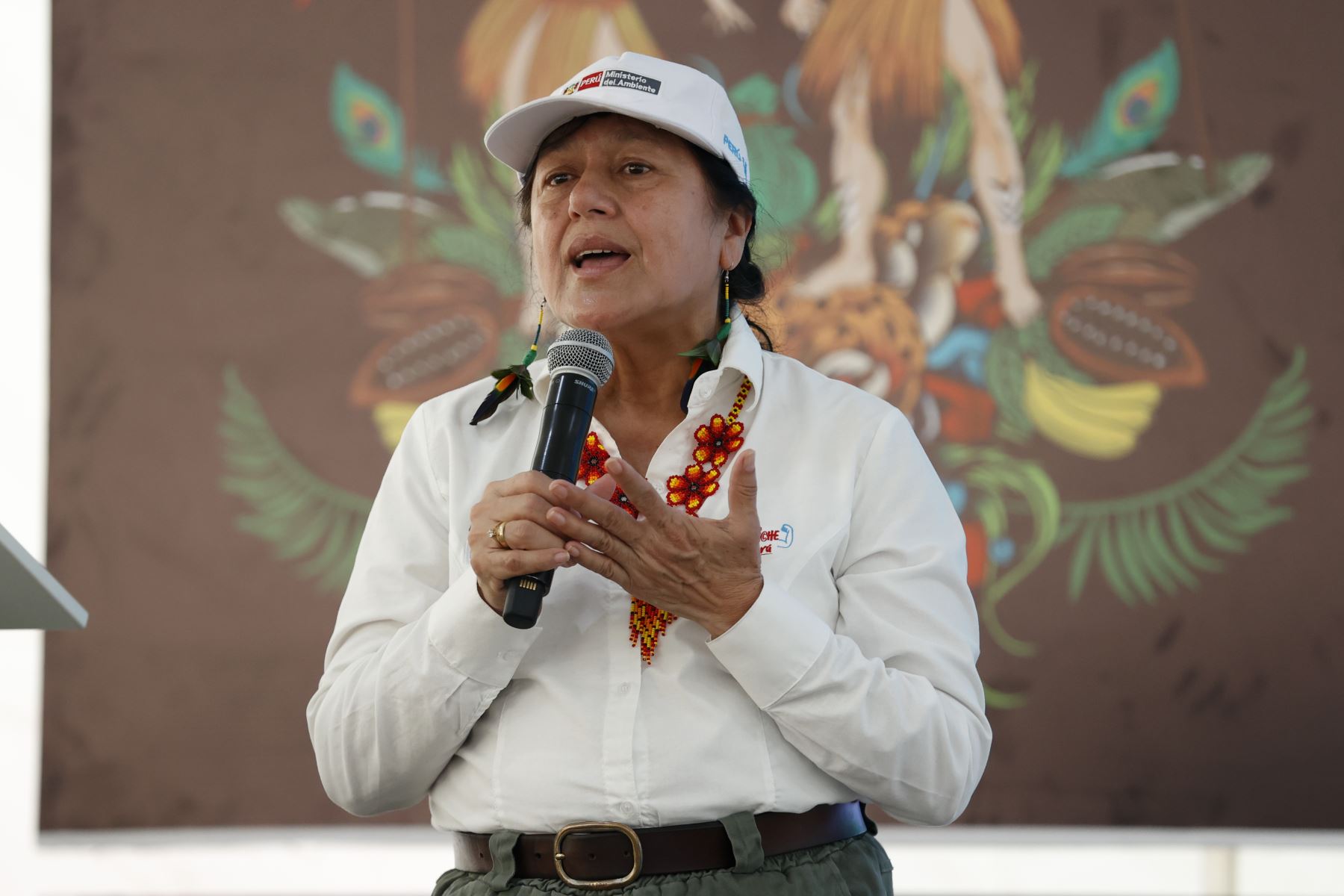 La ministra del Ambiente, Albina Ruiz, participa en la Expo Amazónica 2023. Foto: ANDINA/Vidal Tarqui