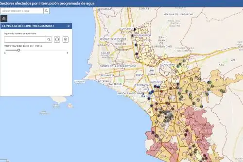 Mediante la aplicación ArcGIS podrás conocer si tu número de suministro estará incluido en los puntos donde se interrumpirá el suministro de agua. Foto: Captura Sedapal