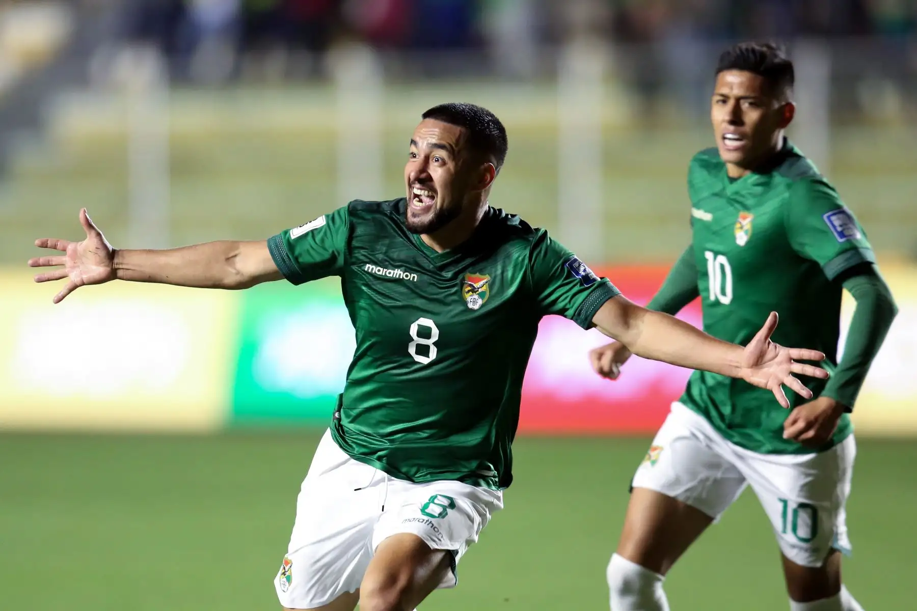 Rodrigo Ramallo de Bolivia celebra su gol hoy, en un partido de las Eliminatorias Sudamericanas para la Copa Mundial de Fútbol 2026 entre Bolivia y Ecuador en el estadio Hernando Siles en La Paz (Bolivia).
Foto: EFE
