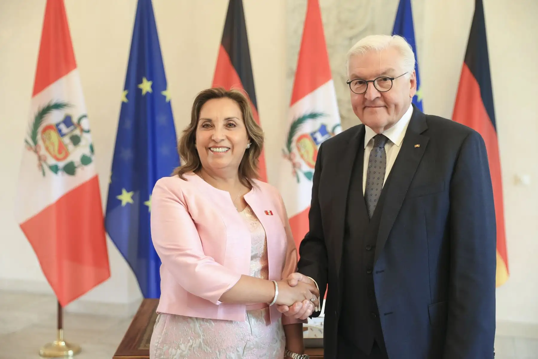 Presidenta Dina Boluarte se reunió con el presidente federal de Alemania, Frank-Walter Steinmeier, en el Palacio de Bellevue. 
Foto: ANDINA/Prensa Presidencia