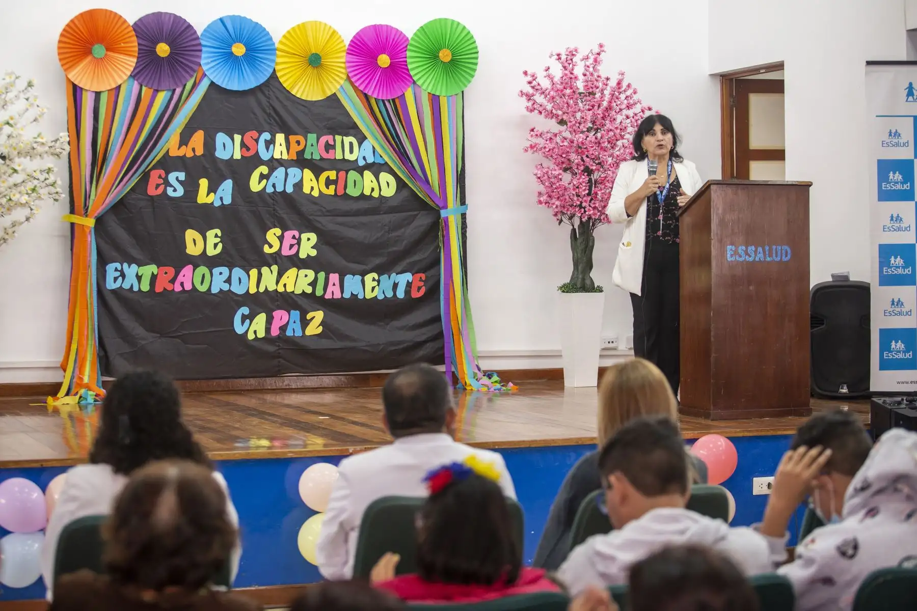 Día Nacional de la Persona con Discapacidad, La presidenta ejecutiva de EsSalud, Dra. María Elena Aguilar Del Águila, acompañó y resaltó la actividad. Foto: EsSalud