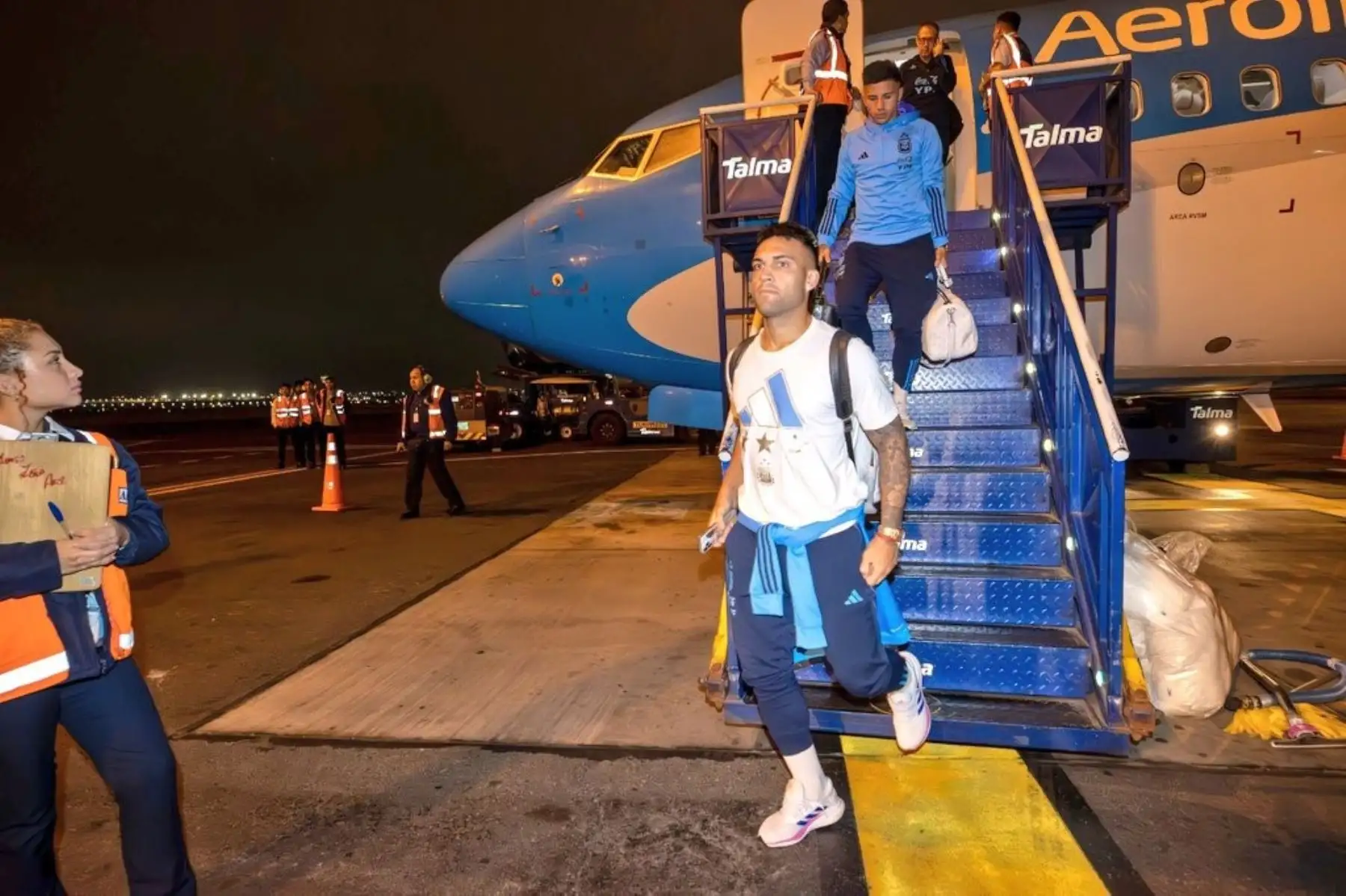 Llegada de la selección argentina de fútbol a Lima para disputar el partido de fútbol contra Perú rumbo a las clasificatorias del Mundial 2026.Foto: AFA