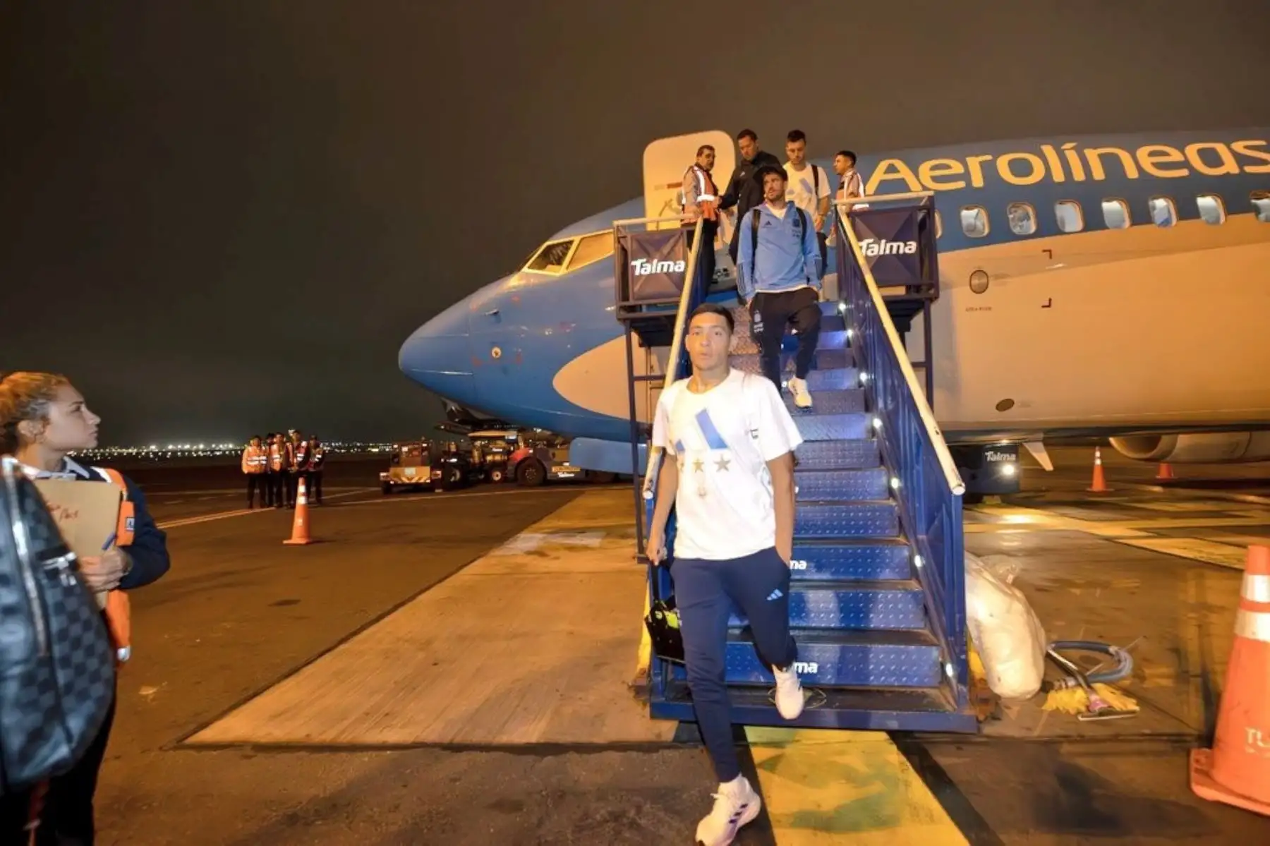 Llegada de la selección argentina de fútbol a Lima para disputar el partido de fútbol contra Perú rumbo a las clasificatorias del Mundial 2026.Foto: AFA