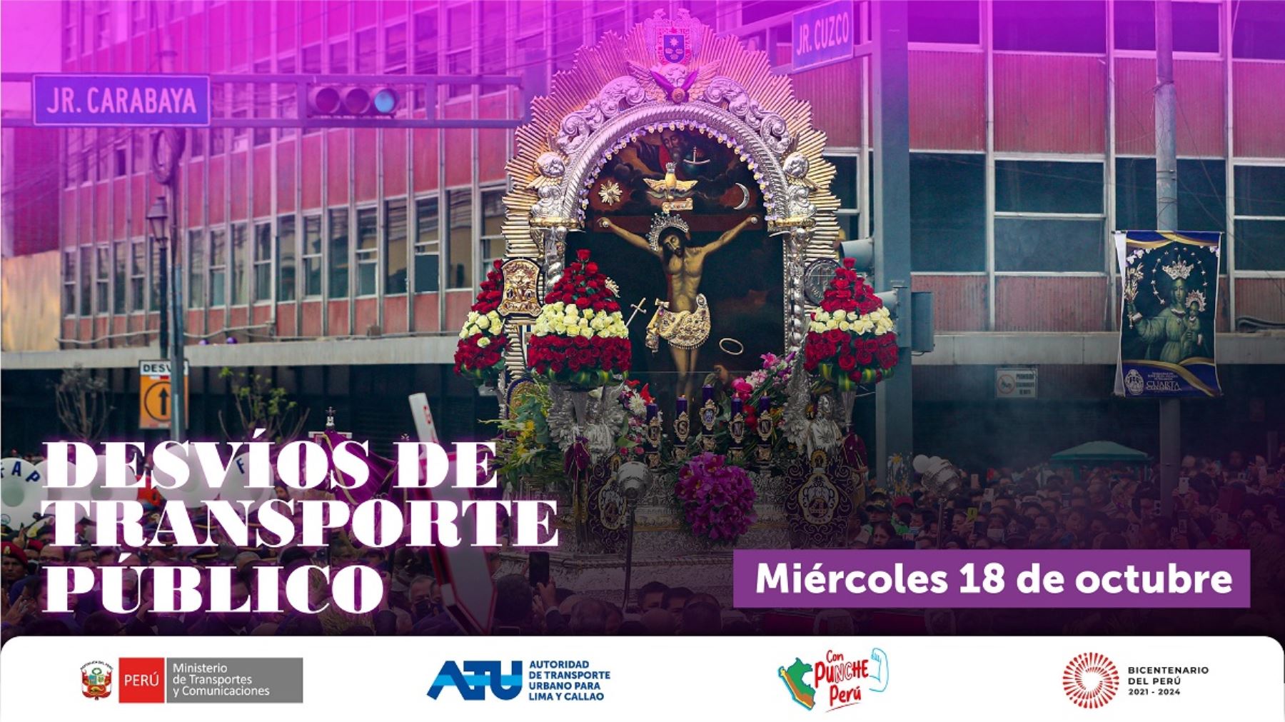 Señor De Los Milagros: Conoce Los Desvíos Del Transporte Público Para 