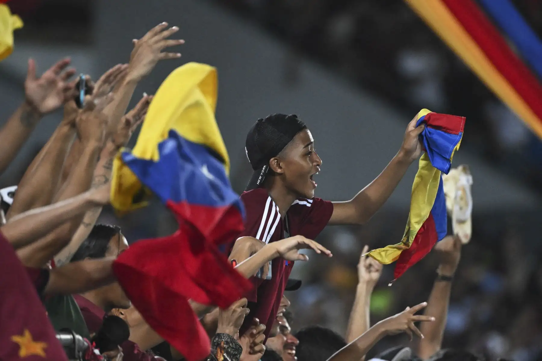 Partido de fútbol clasificatorio sudamericano para la Copa Mundial de la FIFA entre Venezuela y Chile en el Estadio Monumental de Maturín, Venezuela. Foto: ANDINA/AFP