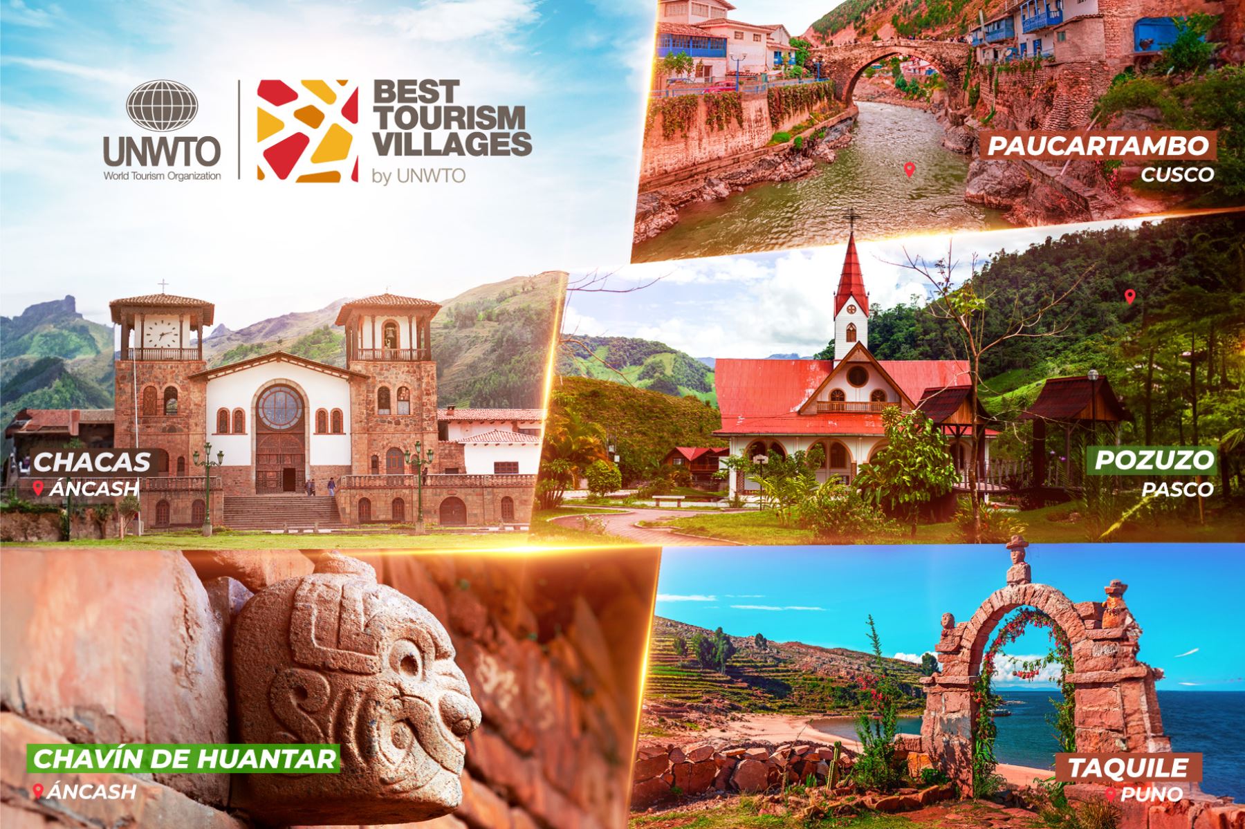 Organización Mundial de Turismo distinguió a Pozuzo Taquile, Chacas, Chavín de Huantar y Paucartambo como los "Mejores Pueblos Turísticos del Mundo 2023".