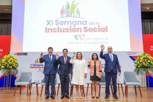 La Presidenta de la República, Dina Boluarte, participa en la inauguración de la XI Semana de la Inclusión Social. Foto: ANDINA/ Prensa Presidencia