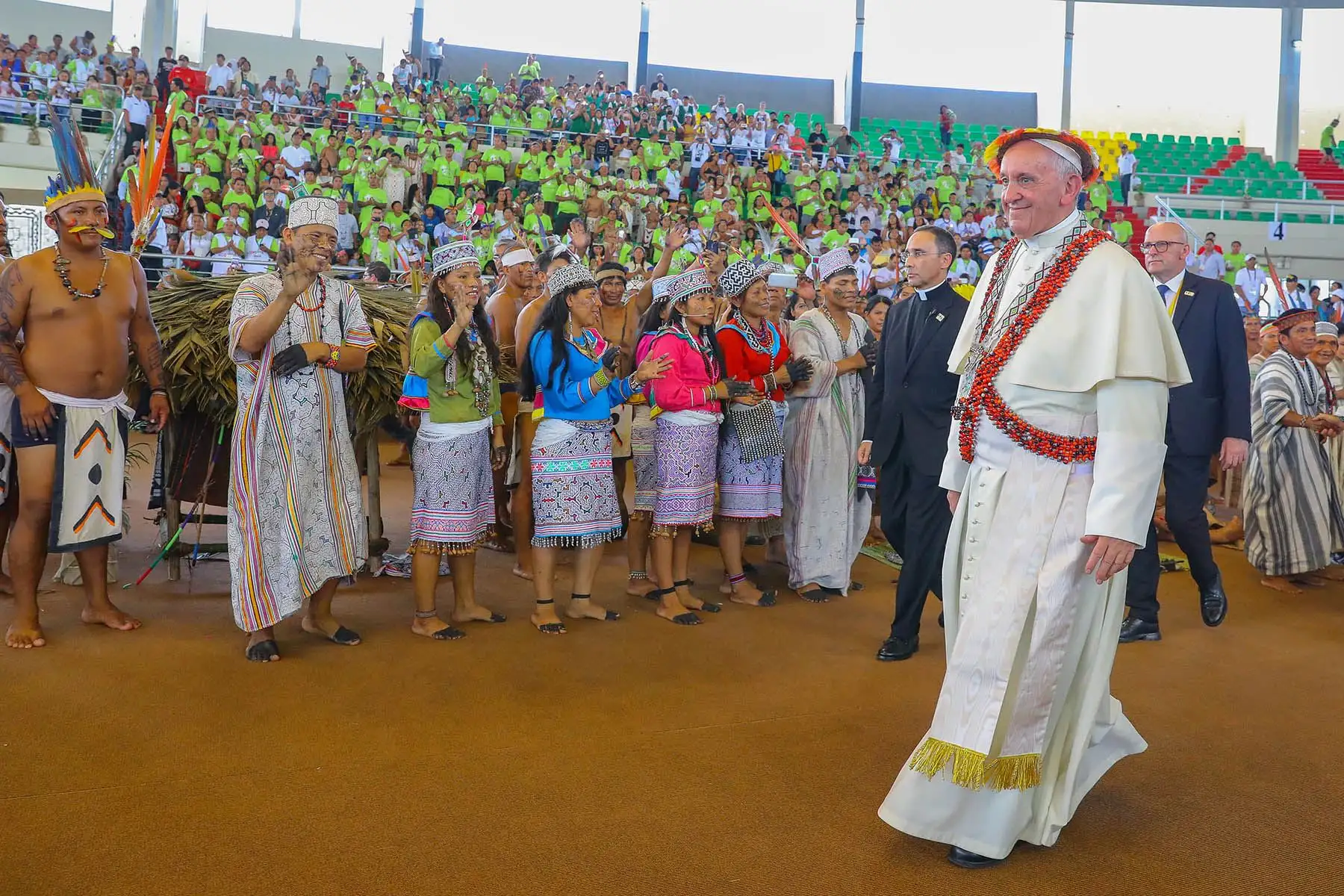 El Papa visitó Puerto Maldonado en enero del 2018, dialogando con los nativos. Foto: ANDINA/archivo