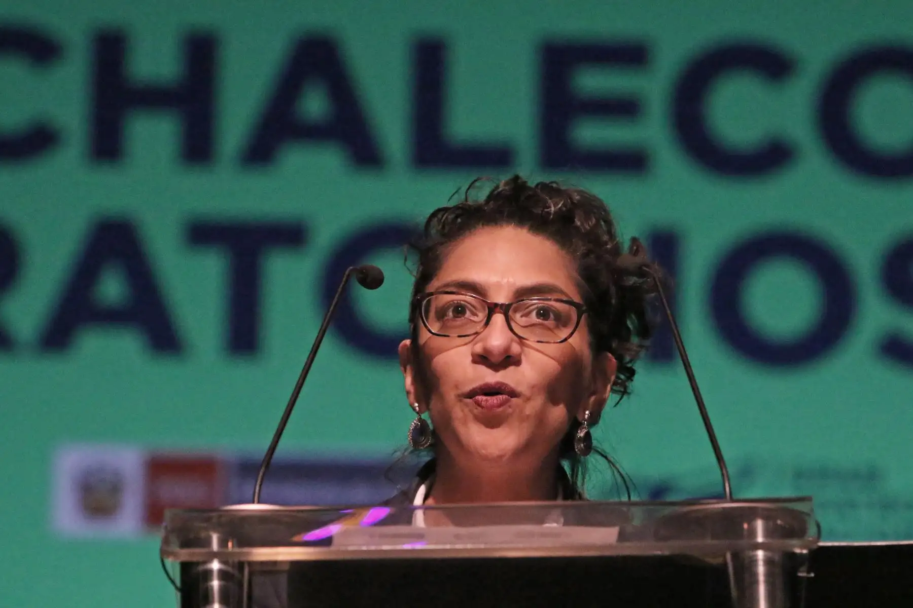 La ministra de Cultura, Leslie Urteaga, anuncia la llegada de los cinco primeros chalecos vibratorios, que beneficiarán a las personas sordas e hipoacúsicas que acuden al Gran Teatro Nacional.
Foto: ANDINA/ Héctor Vinces
.